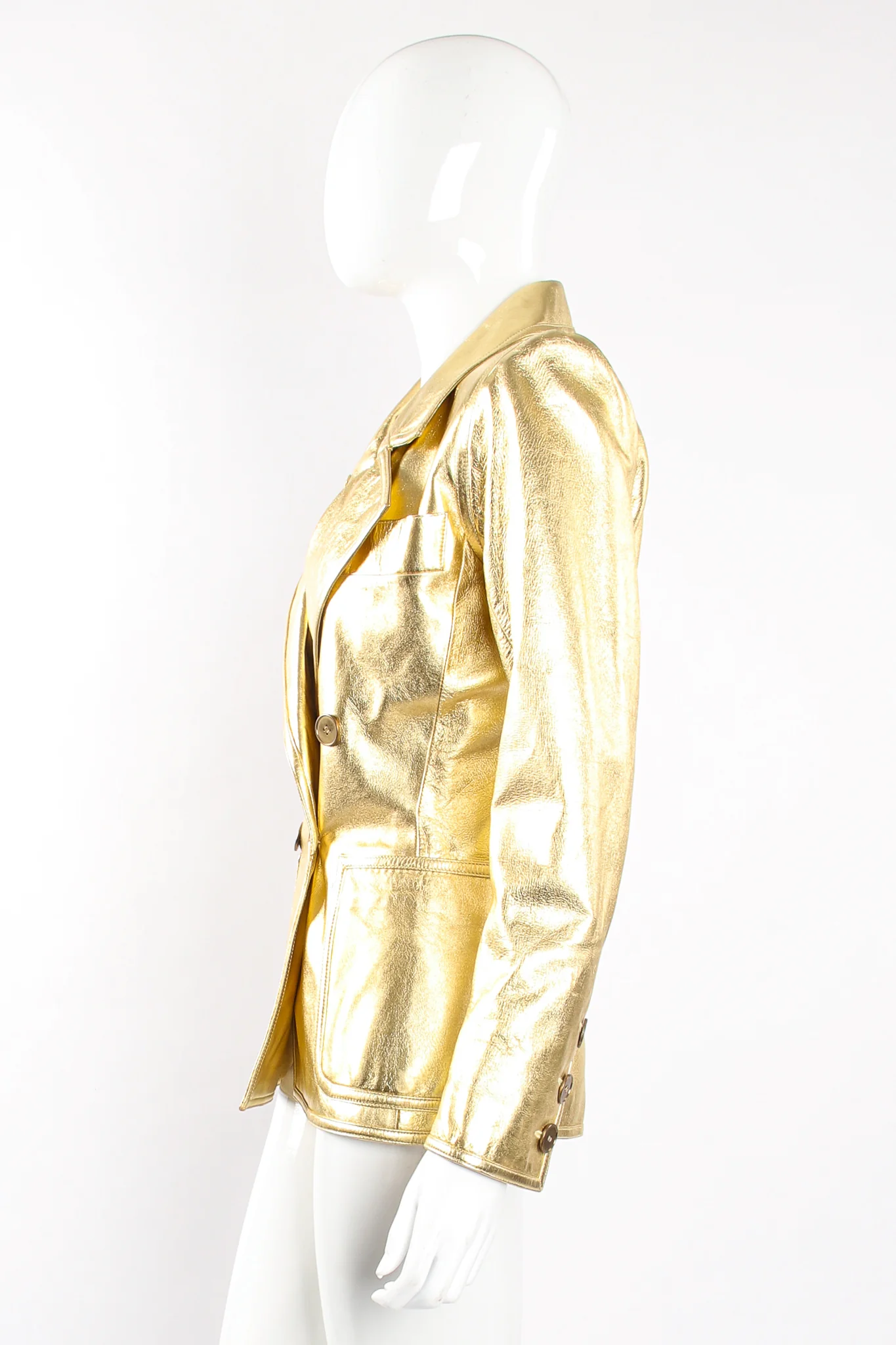 Gold Leather Lamé Jacket - Image 9