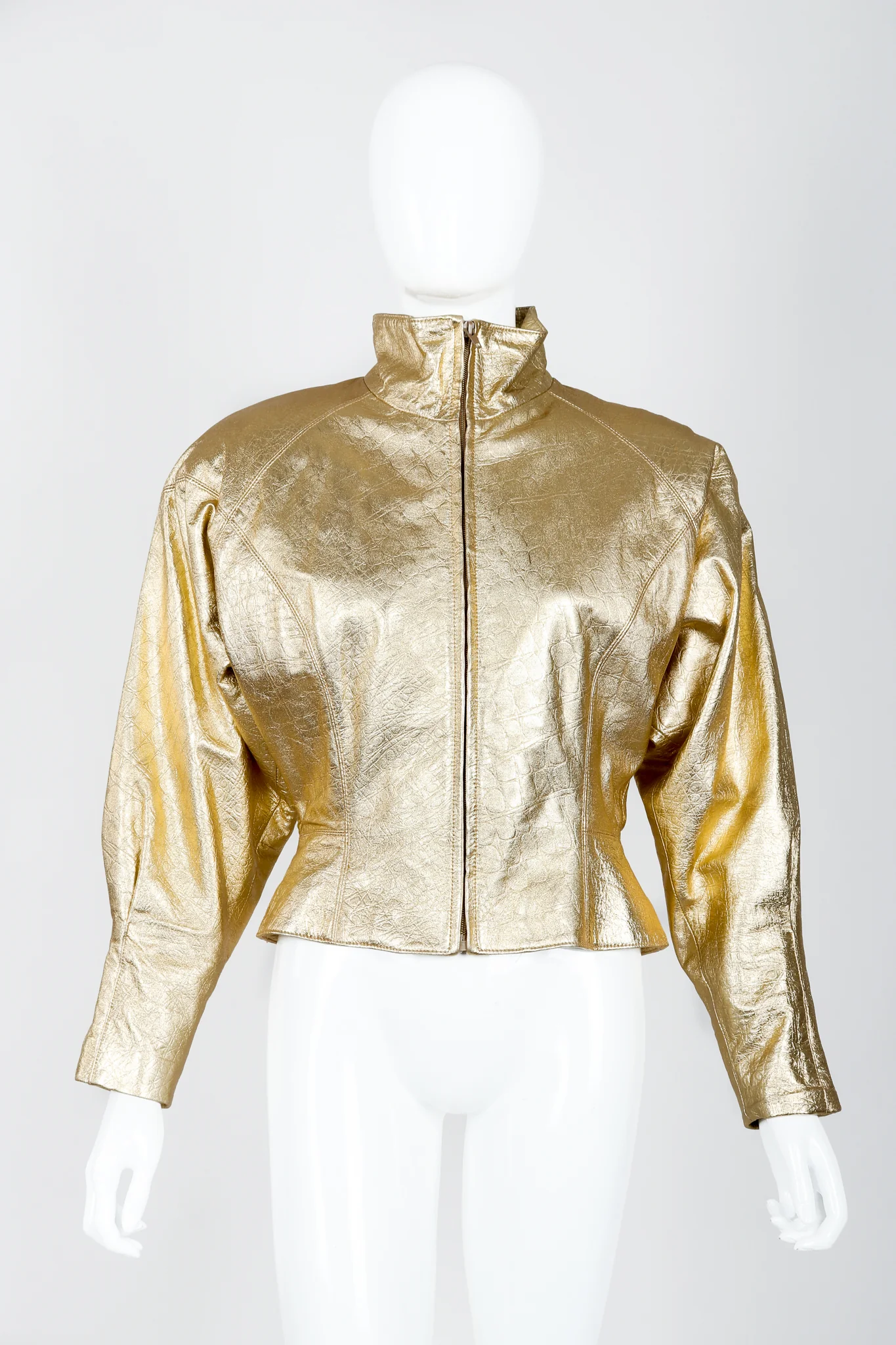 Gold Leather Lamé Jacket & Skirt Set - Image 7