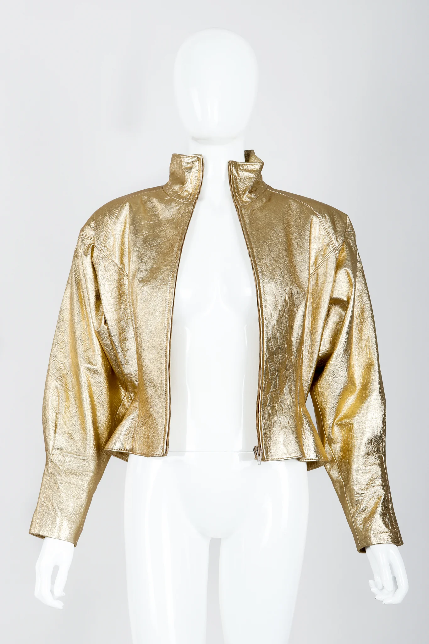 Gold Leather Lamé Jacket & Skirt Set - Image 8