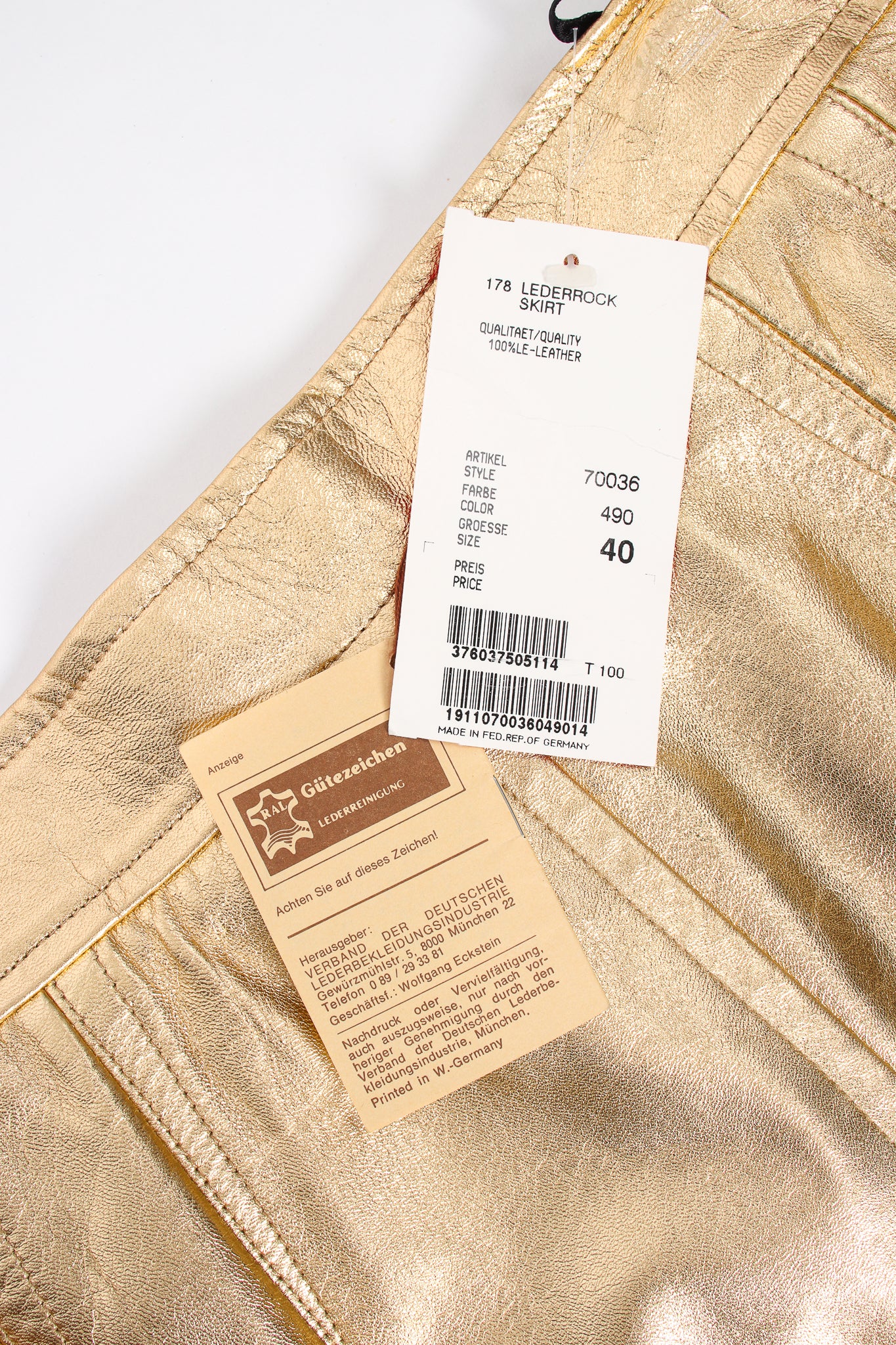 Gold Leather Lamé Skirt - Image 10