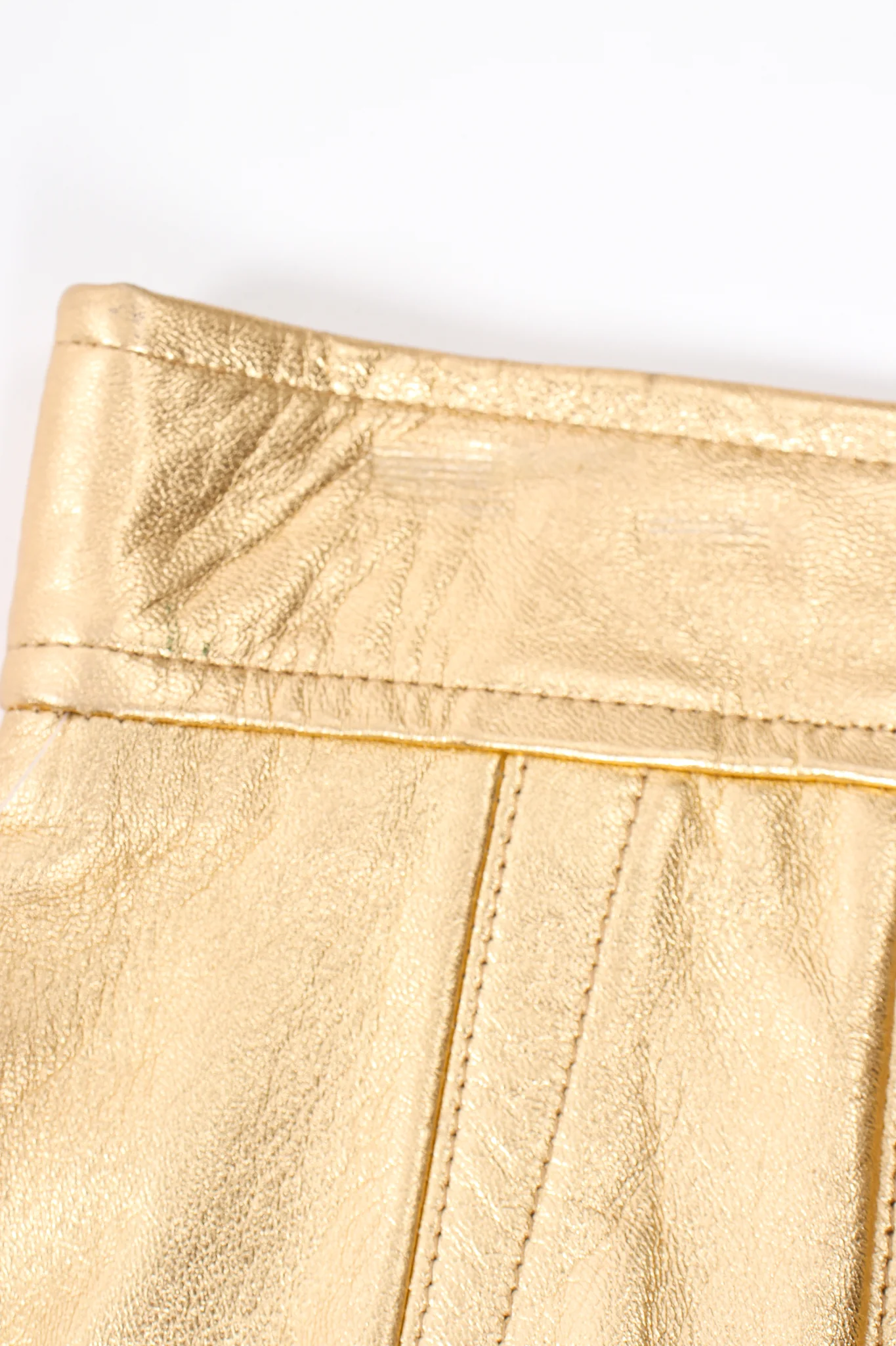 Gold Leather Lamé Skirt - Image 13