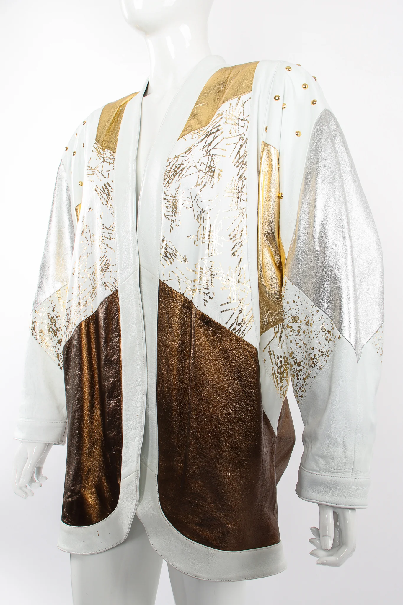 Mixed Metallic Leather Jacket - Image 3