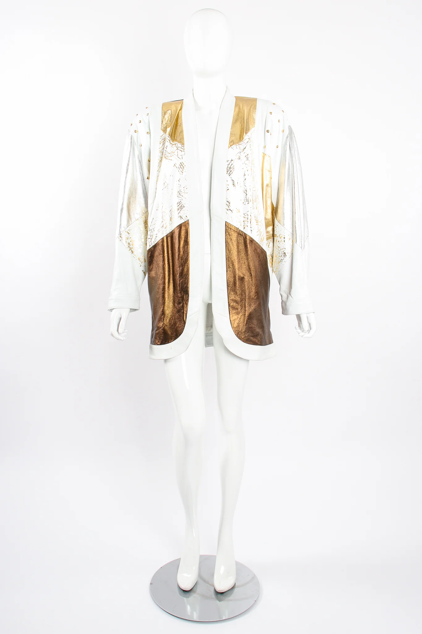 Mixed Metallic Leather Jacket - Image 4