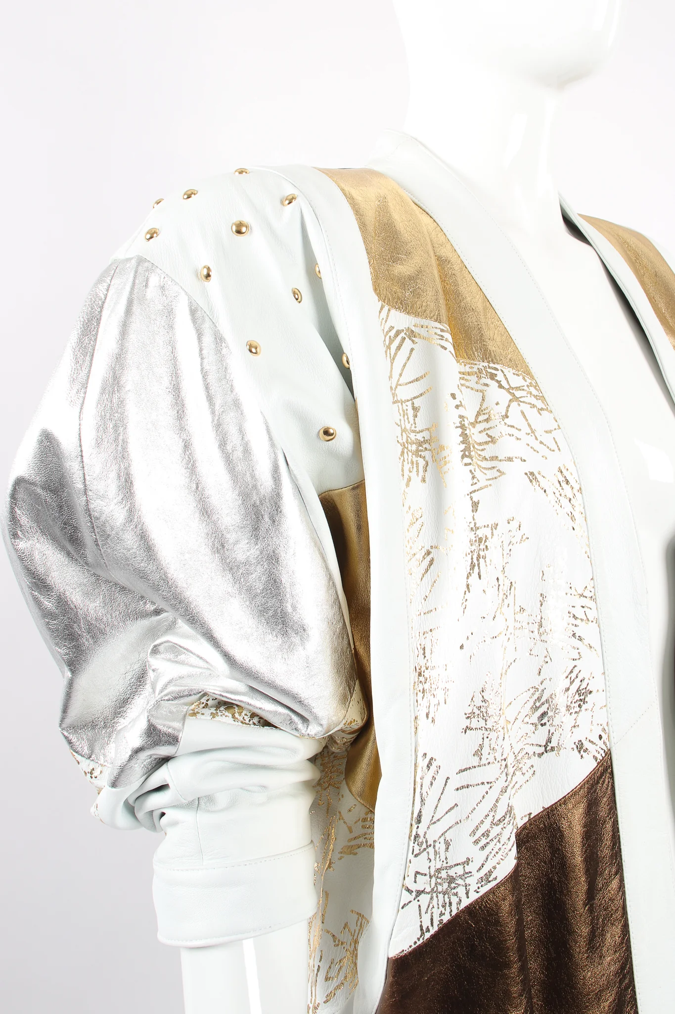 Mixed Metallic Leather Jacket - Image 7