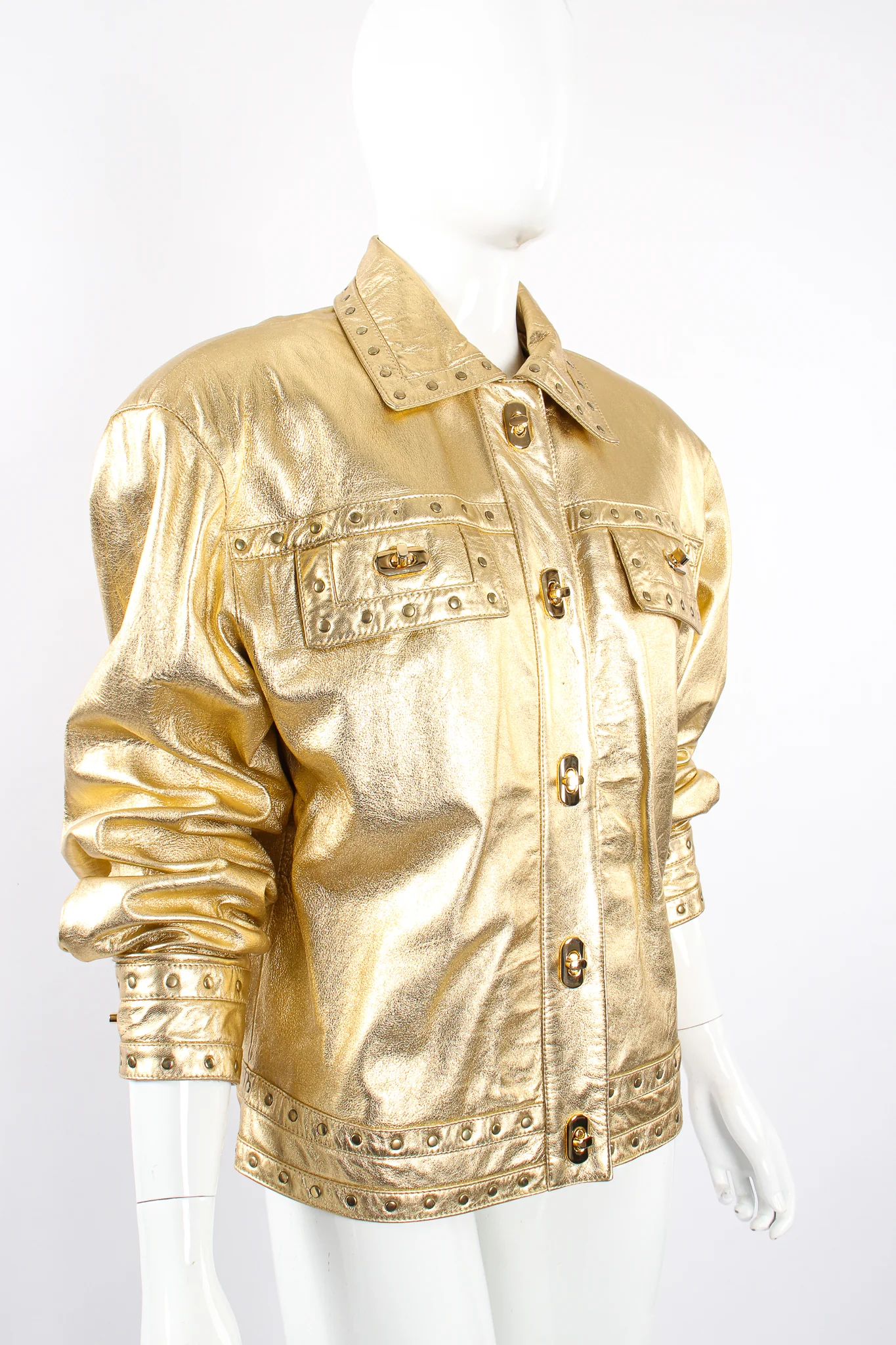 Gold Leather Turnlock Jacket