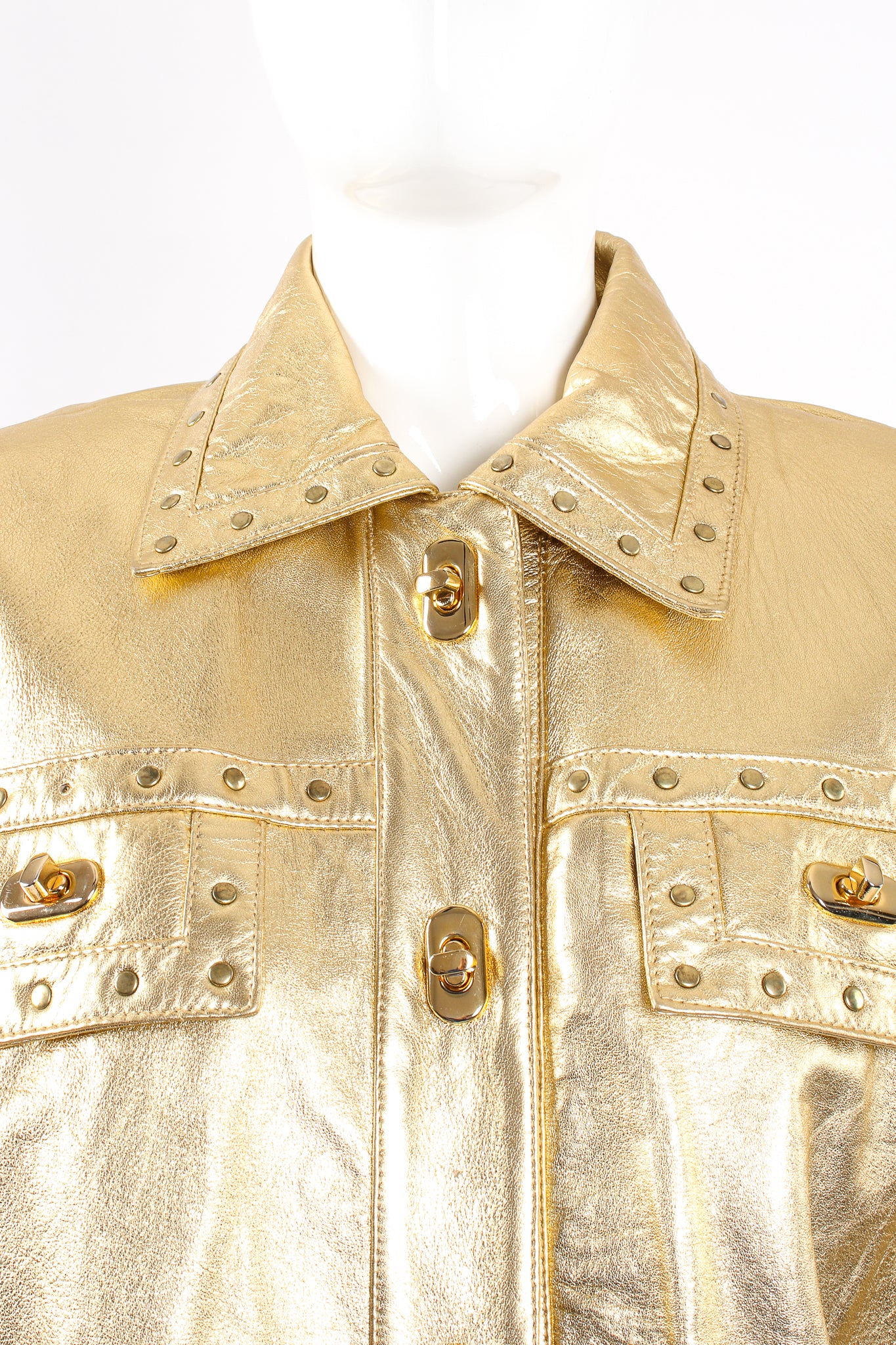 Gold Leather Turnlock Jacket - Image 10