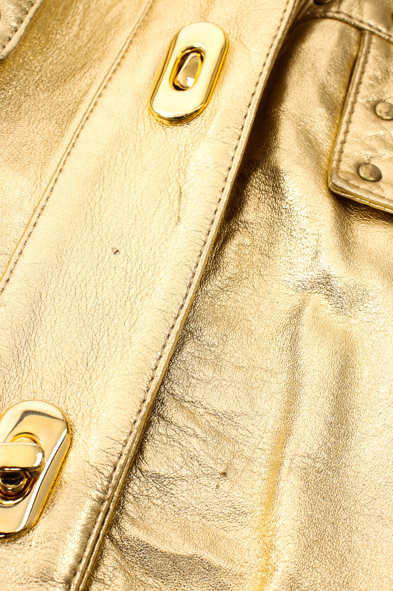 Gold Leather Turnlock Jacket - Image 17