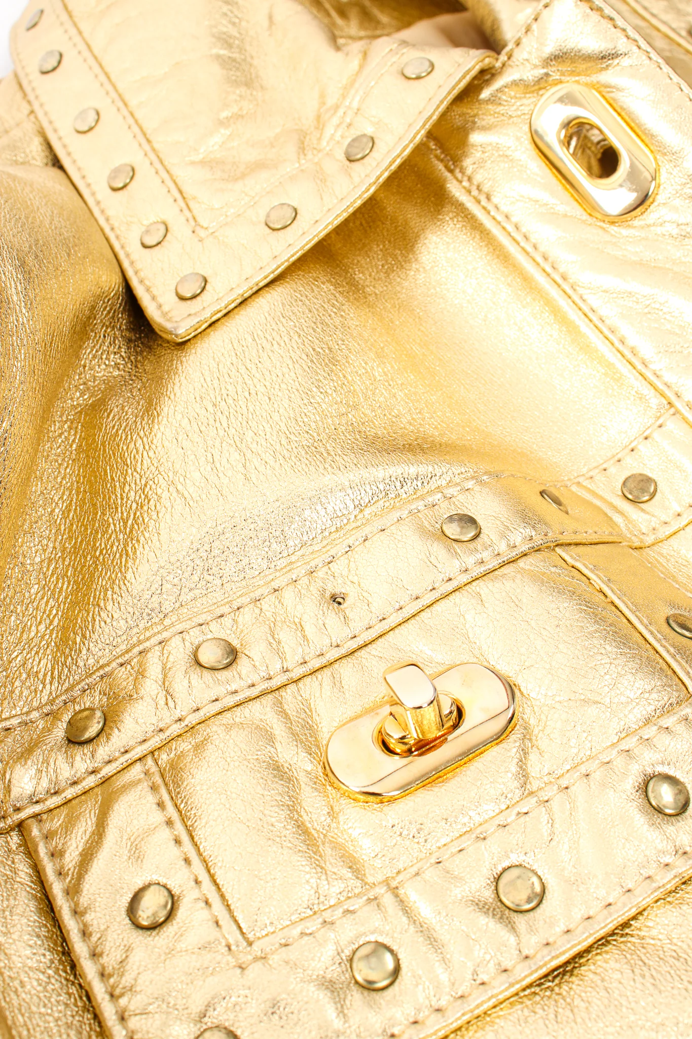 Gold Leather Turnlock Jacket - Image 18
