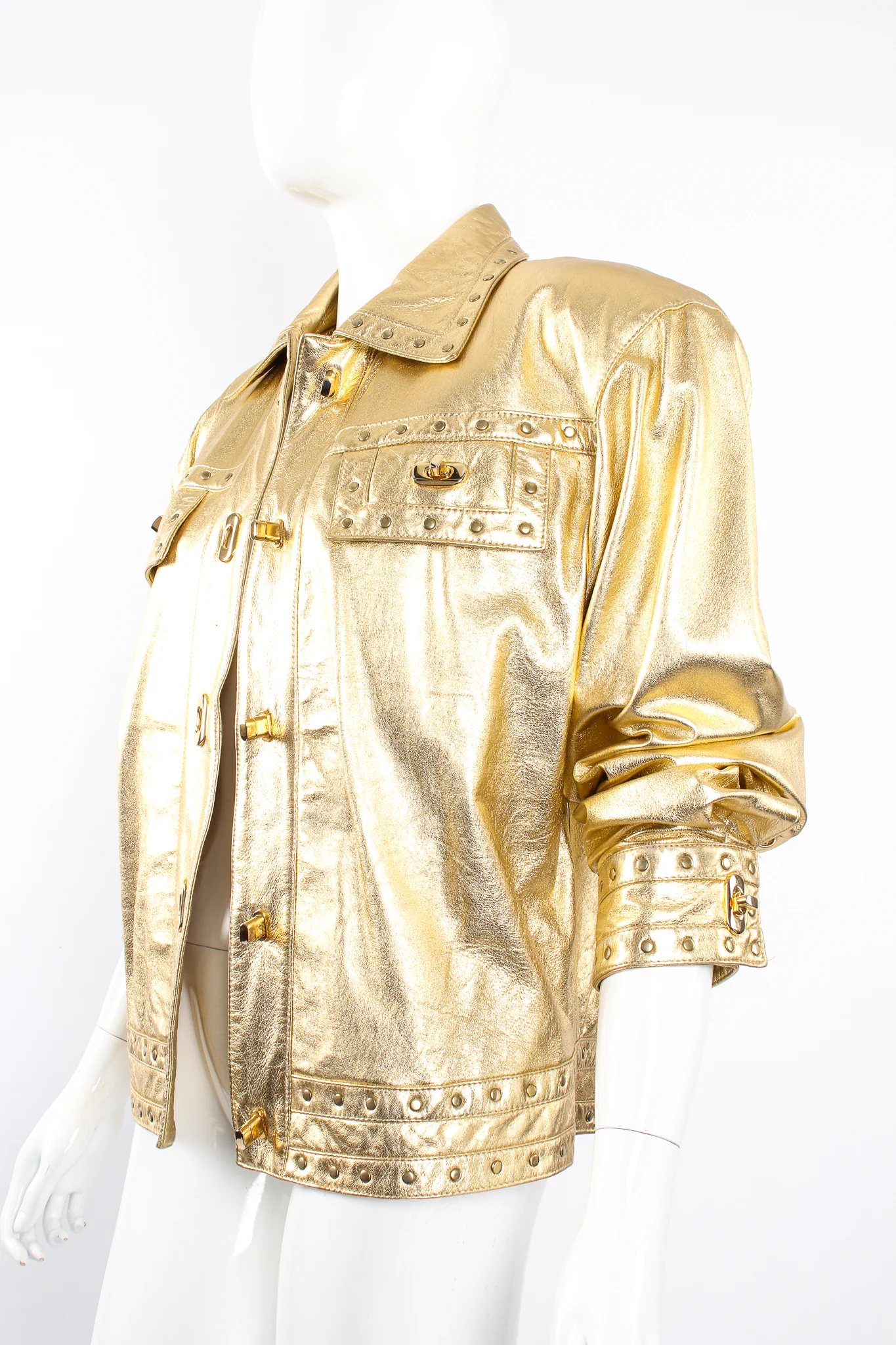 Gold Leather Turnlock Jacket - Image 2