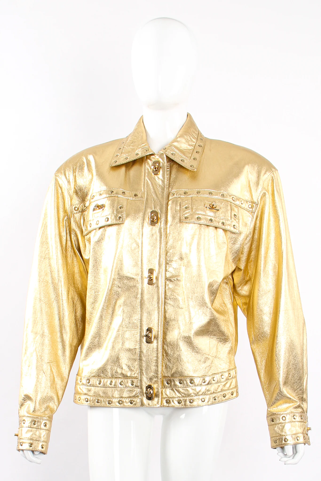 Gold Leather Turnlock Jacket - Image 6