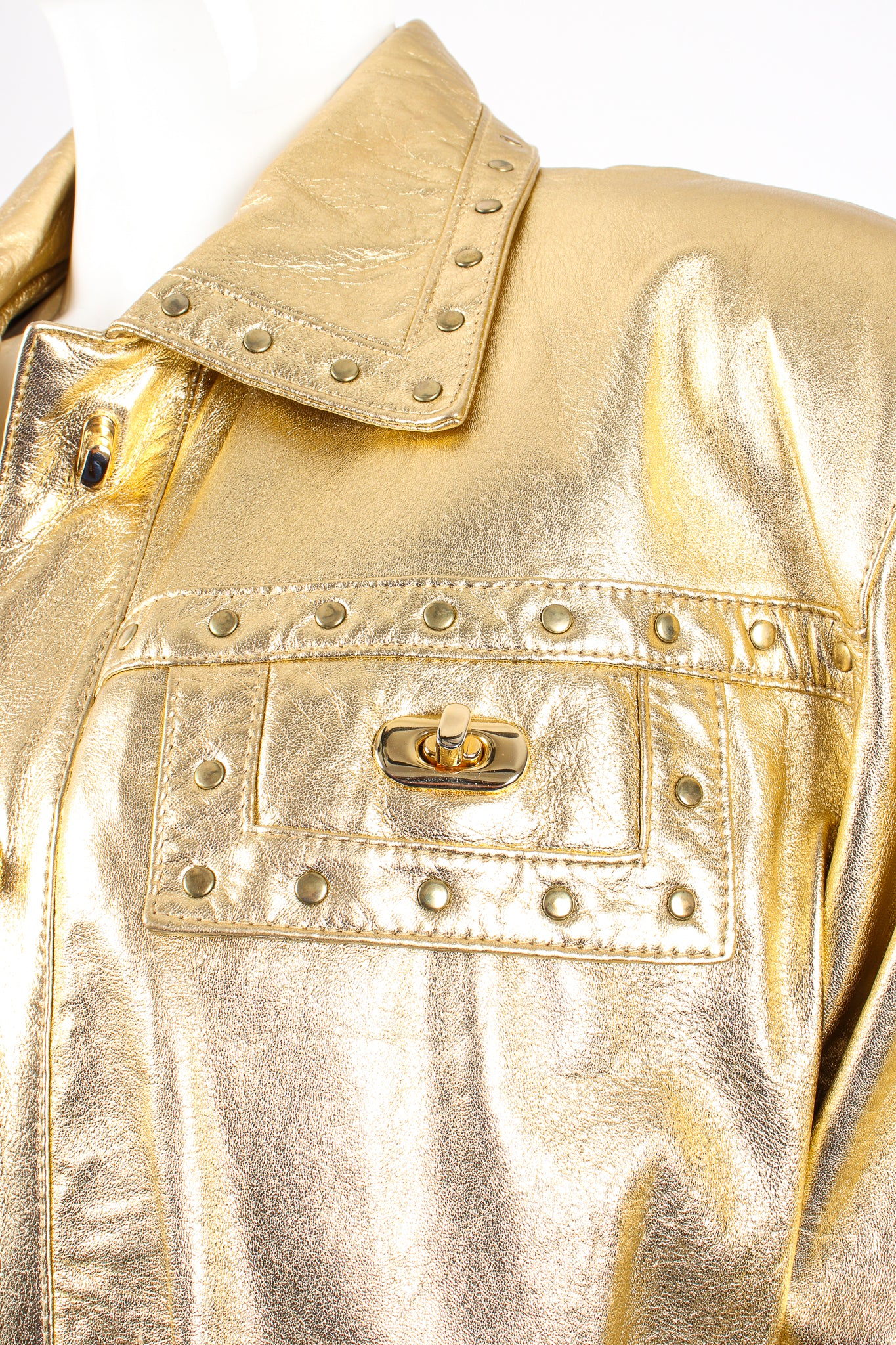 Gold Leather Turnlock Jacket - Image 9