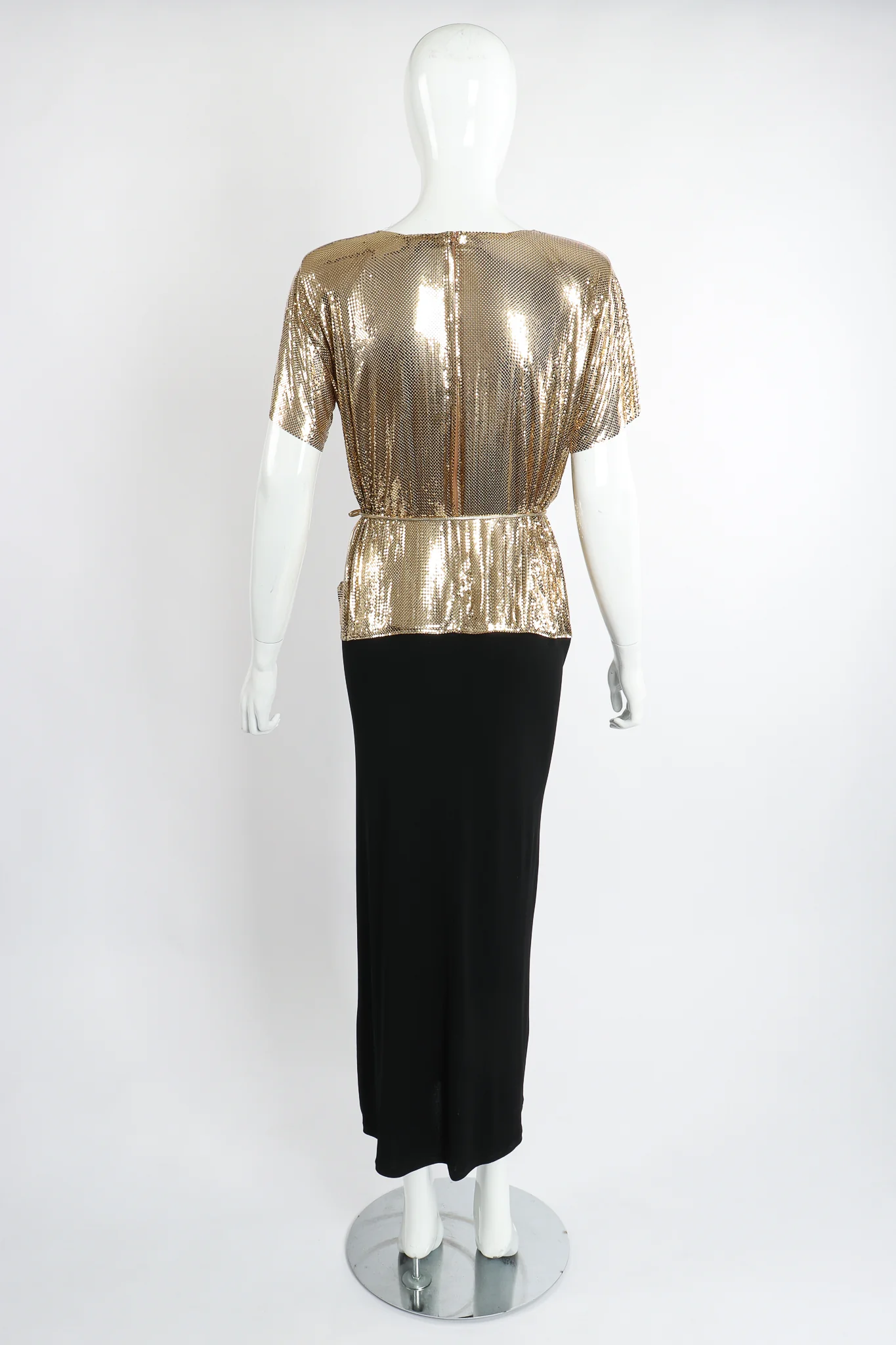 Gold Mesh Draped Cowl Dress - Image 10
