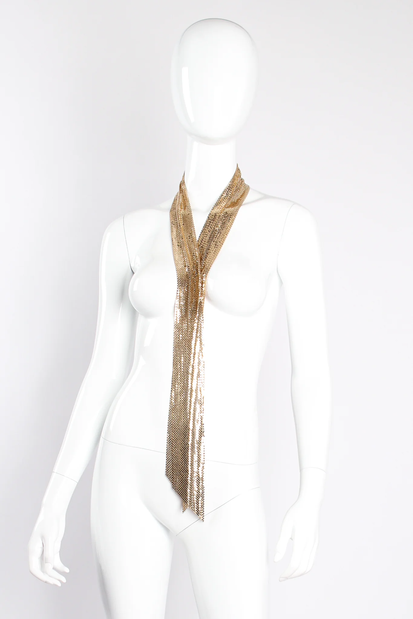 Gold Metal Mesh Scarf Sash Tie
