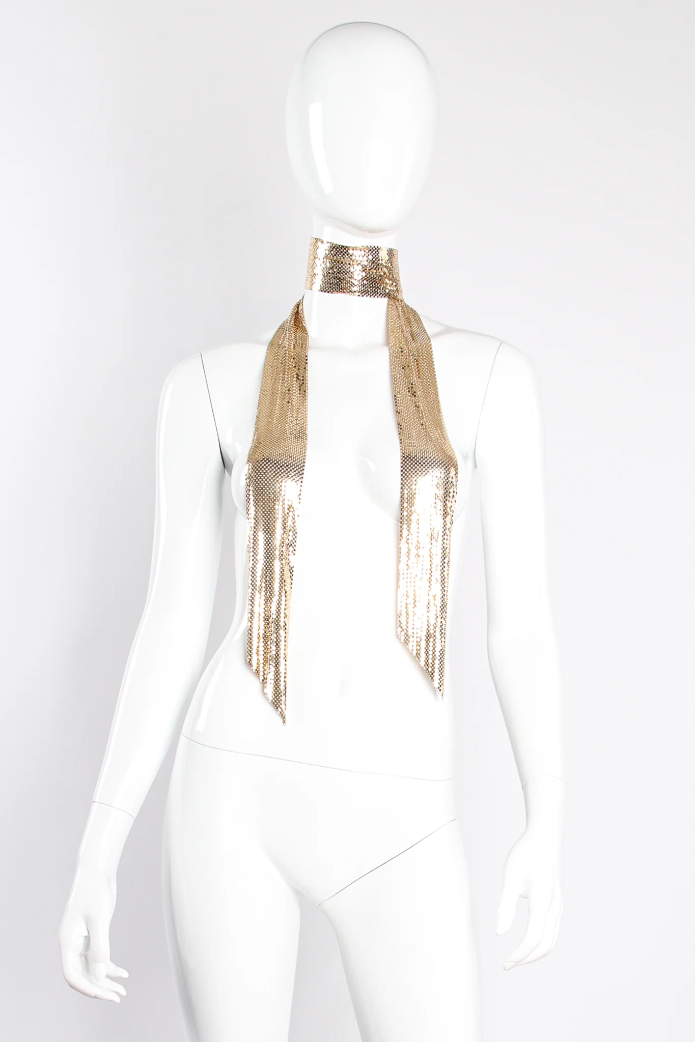 Gold Metal Mesh Scarf Sash Tie - Image 2