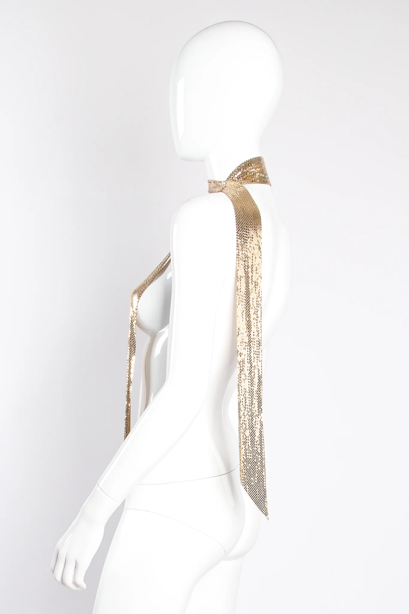 Gold Metal Mesh Scarf Sash Tie - Image 3