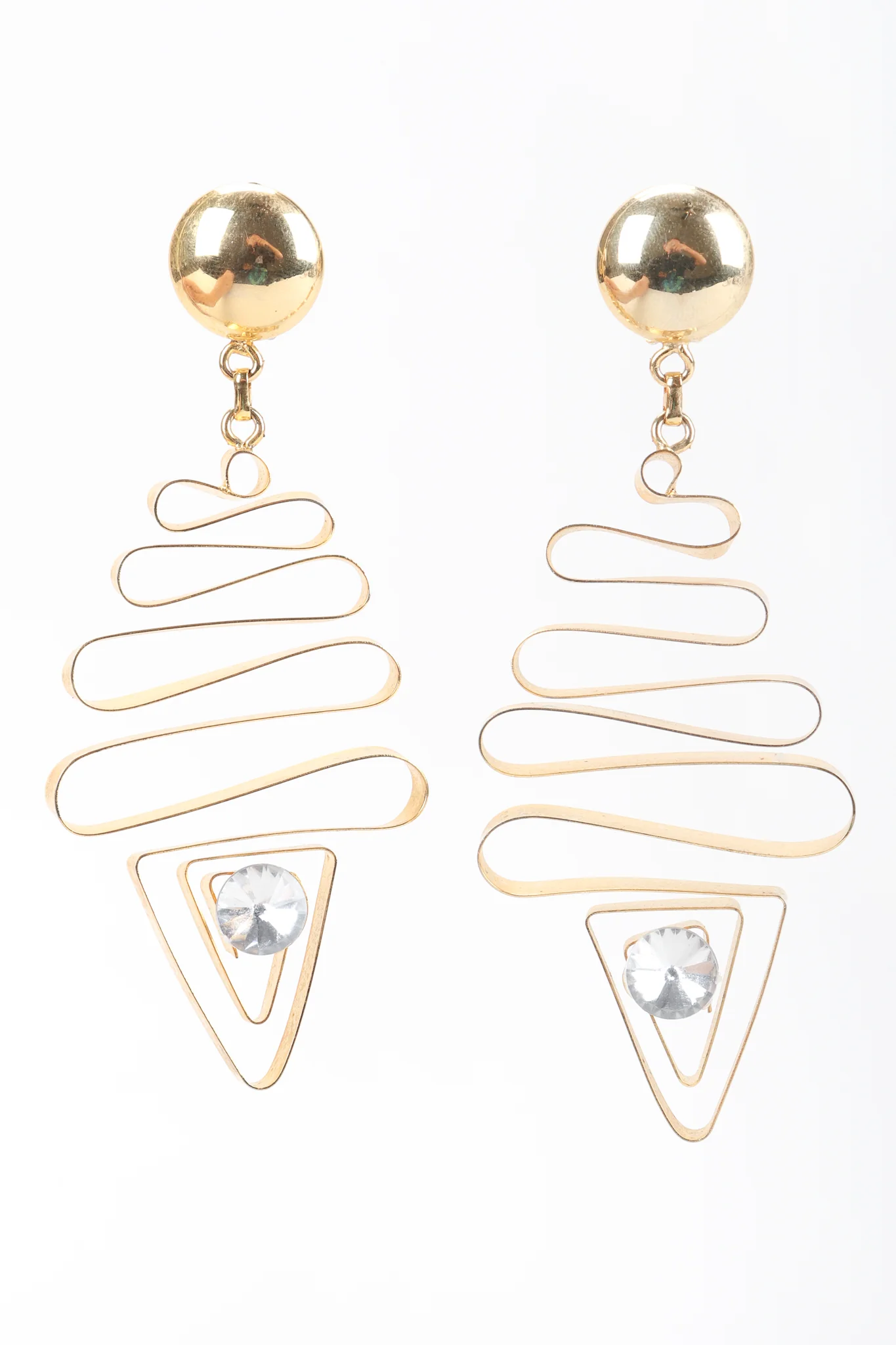 Gold Metal Ribbon Earrings - Image 2