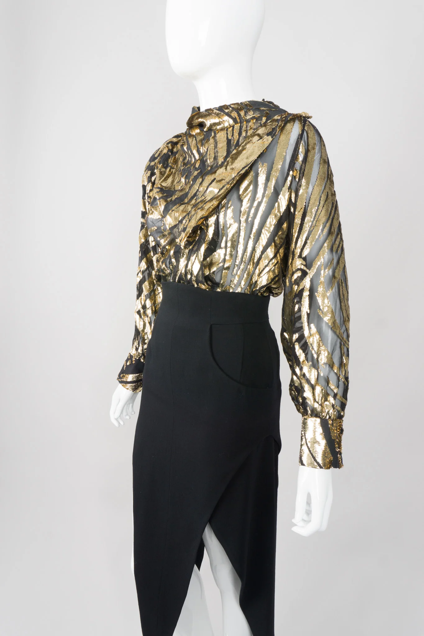 Gold Palm Leaf Silk Burnout Top - Image 12