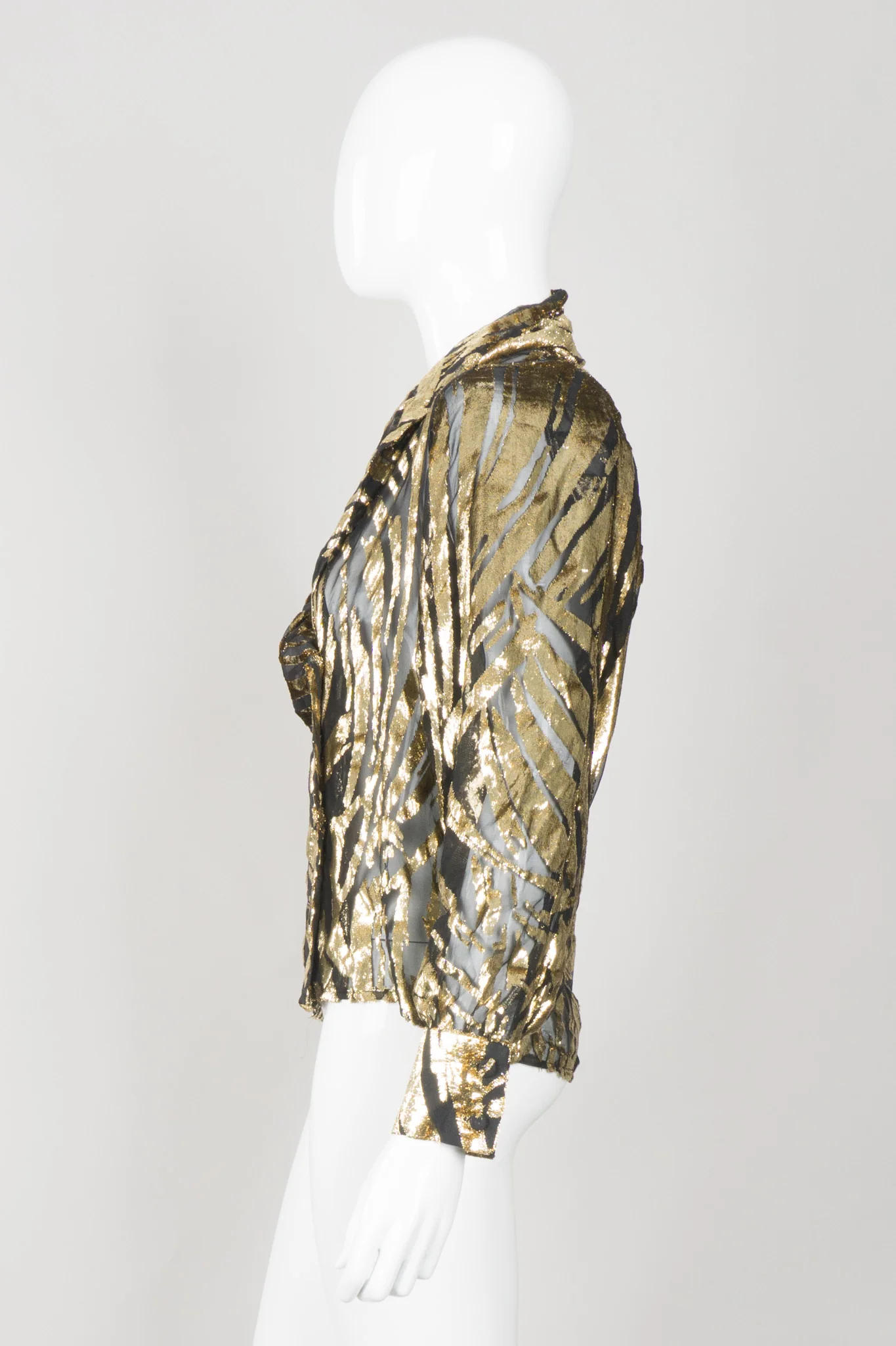Gold Palm Leaf Silk Burnout Top - Image 5