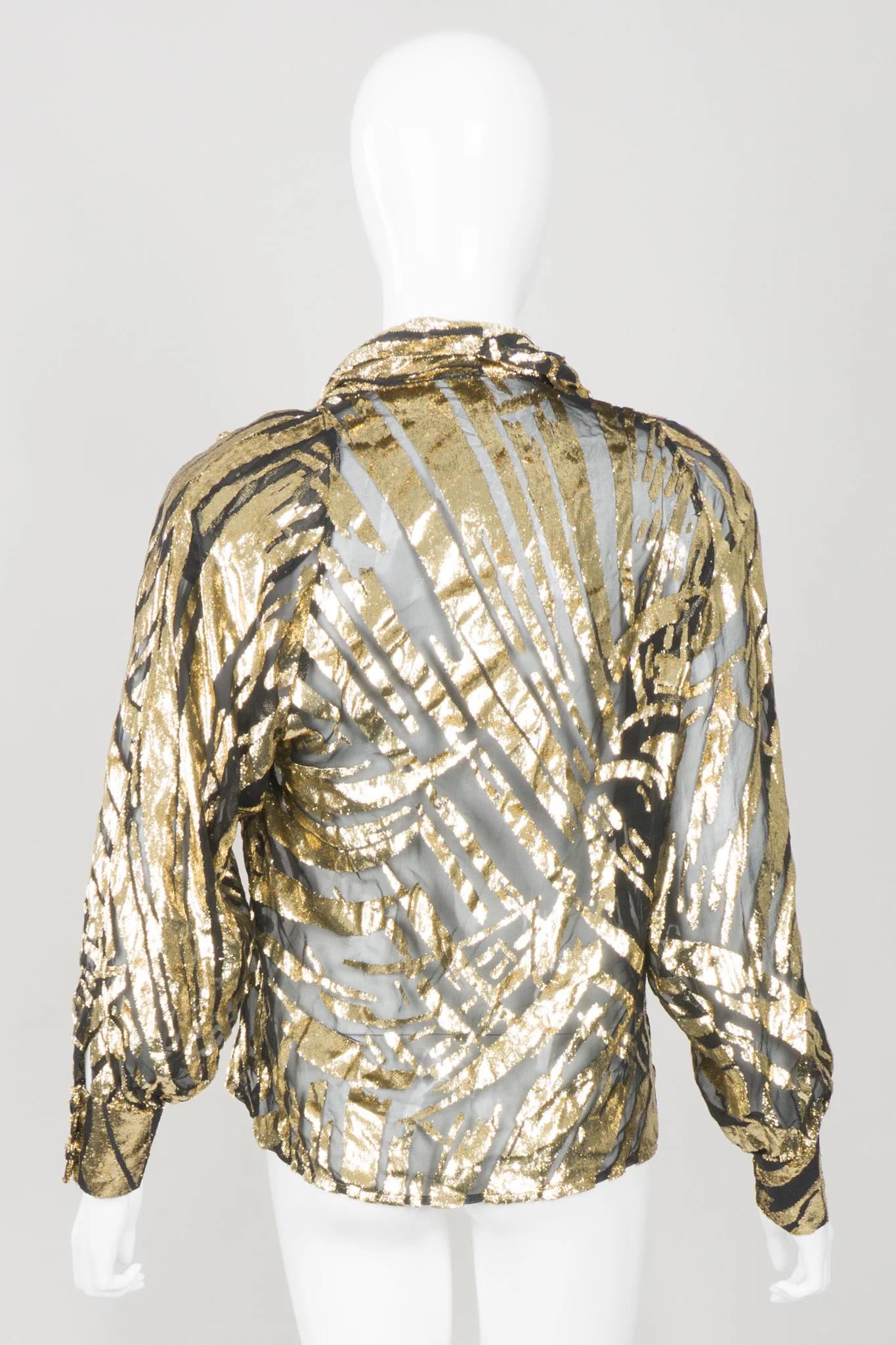 Gold Palm Leaf Silk Burnout Top - Image 7