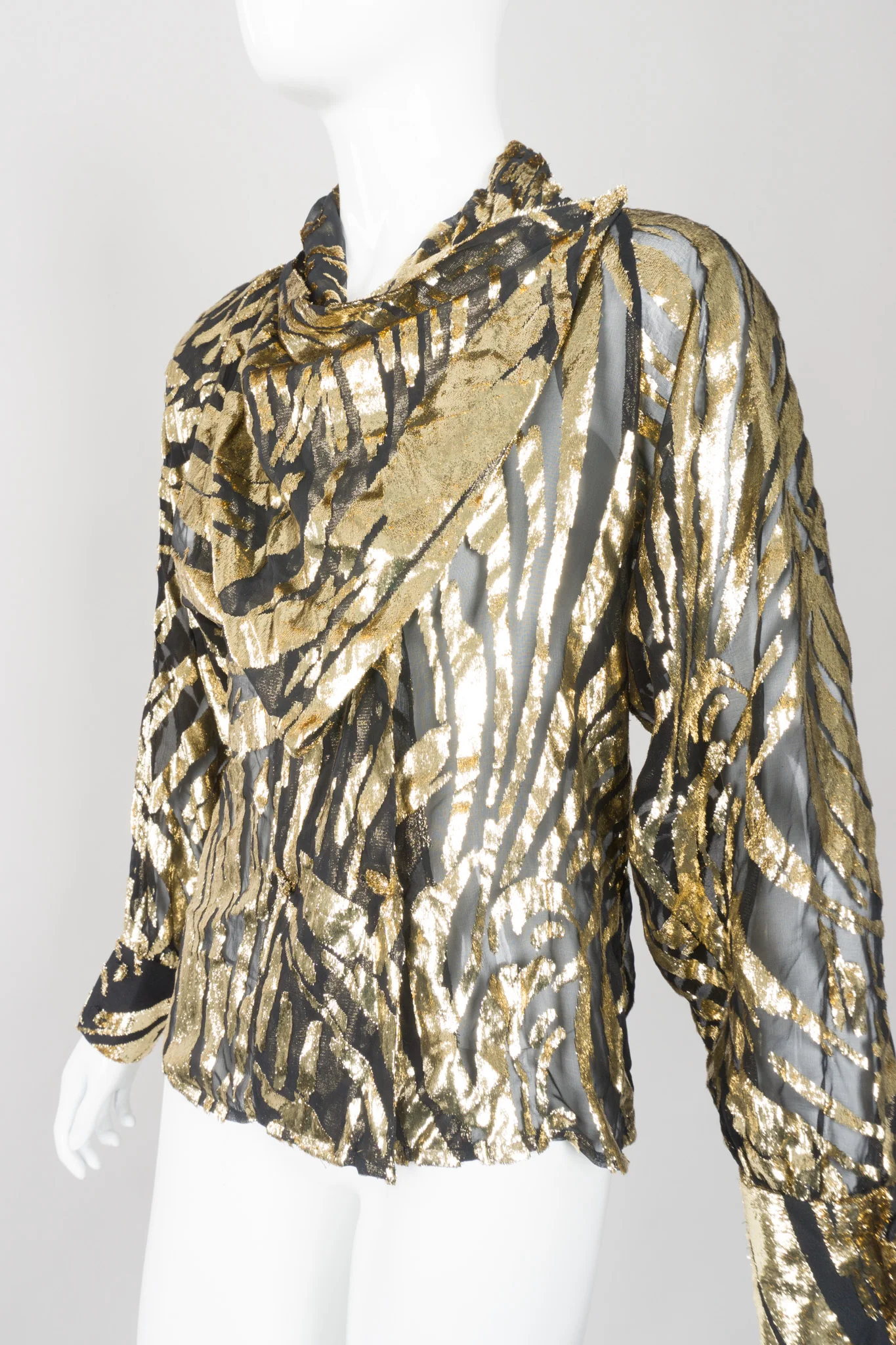 Gold Palm Leaf Silk Burnout Top - Image 9
