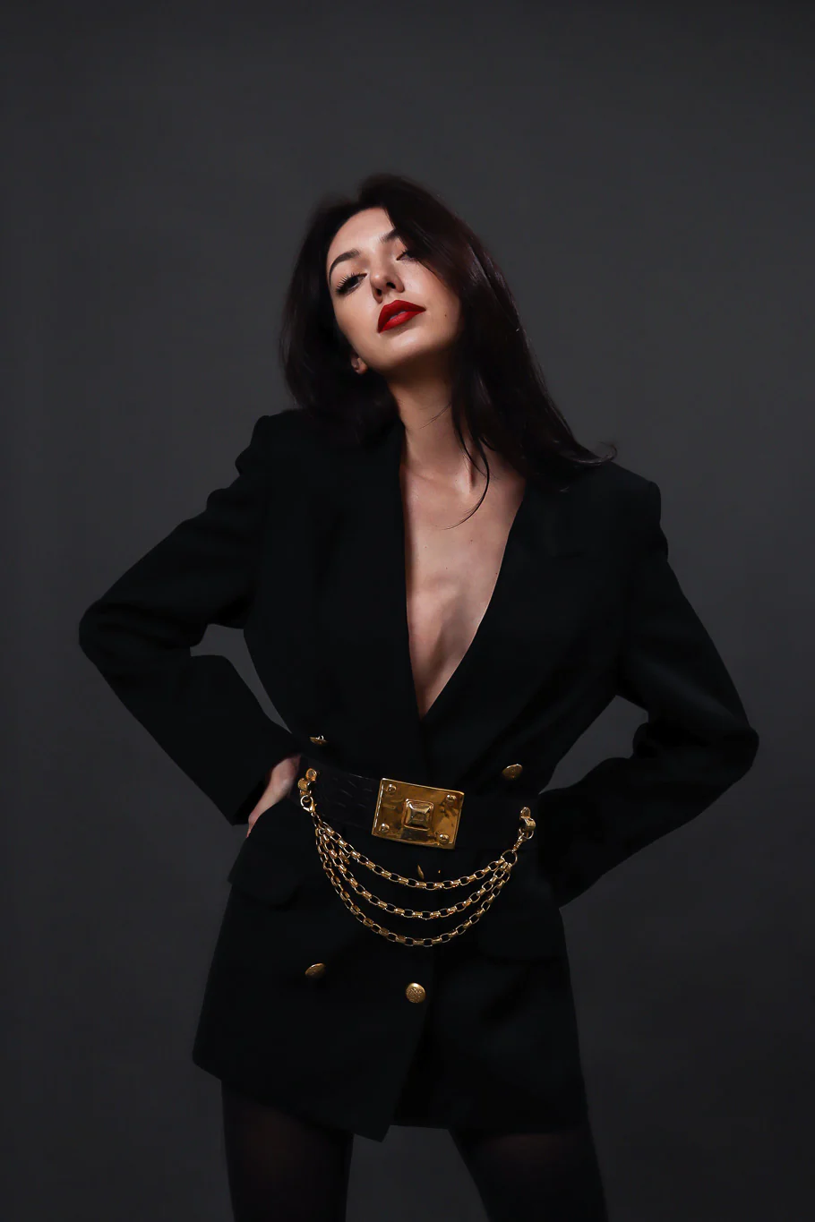 Gold Panel Chain Waist Belt - Image 2