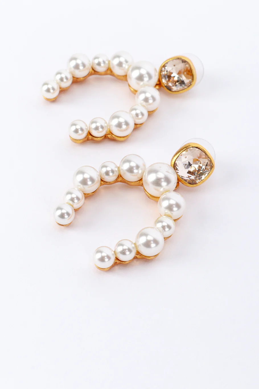 Gold Pearl Horseshoe Earrings - Image 3