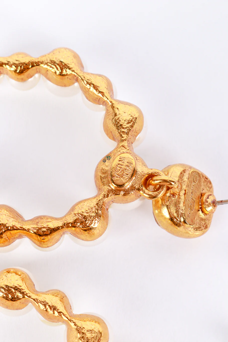 Gold Pearl Horseshoe Earrings - Image 5