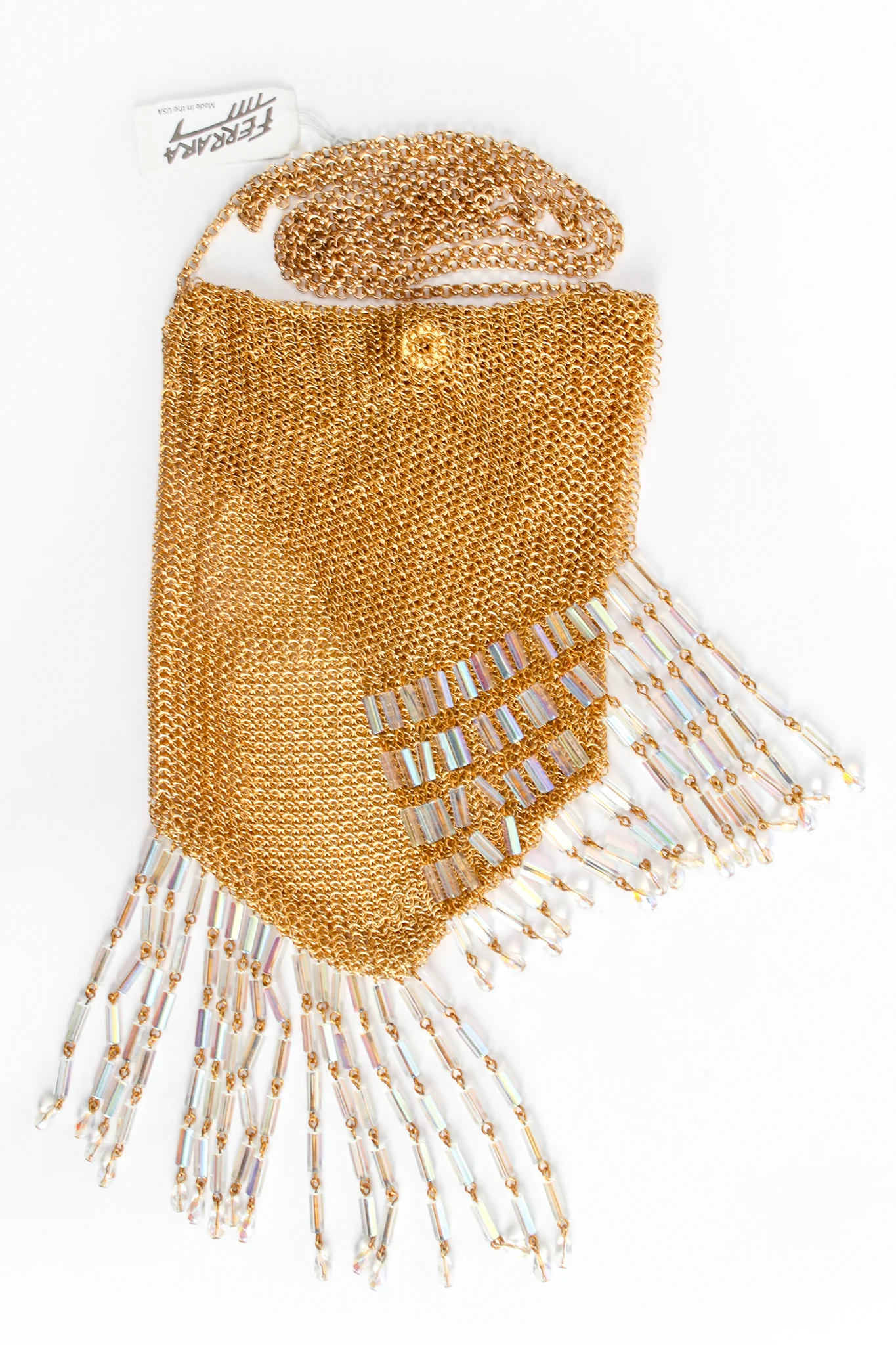 Gold Plated Asymmetrical Mesh Chain Fringe Bag - Image 3