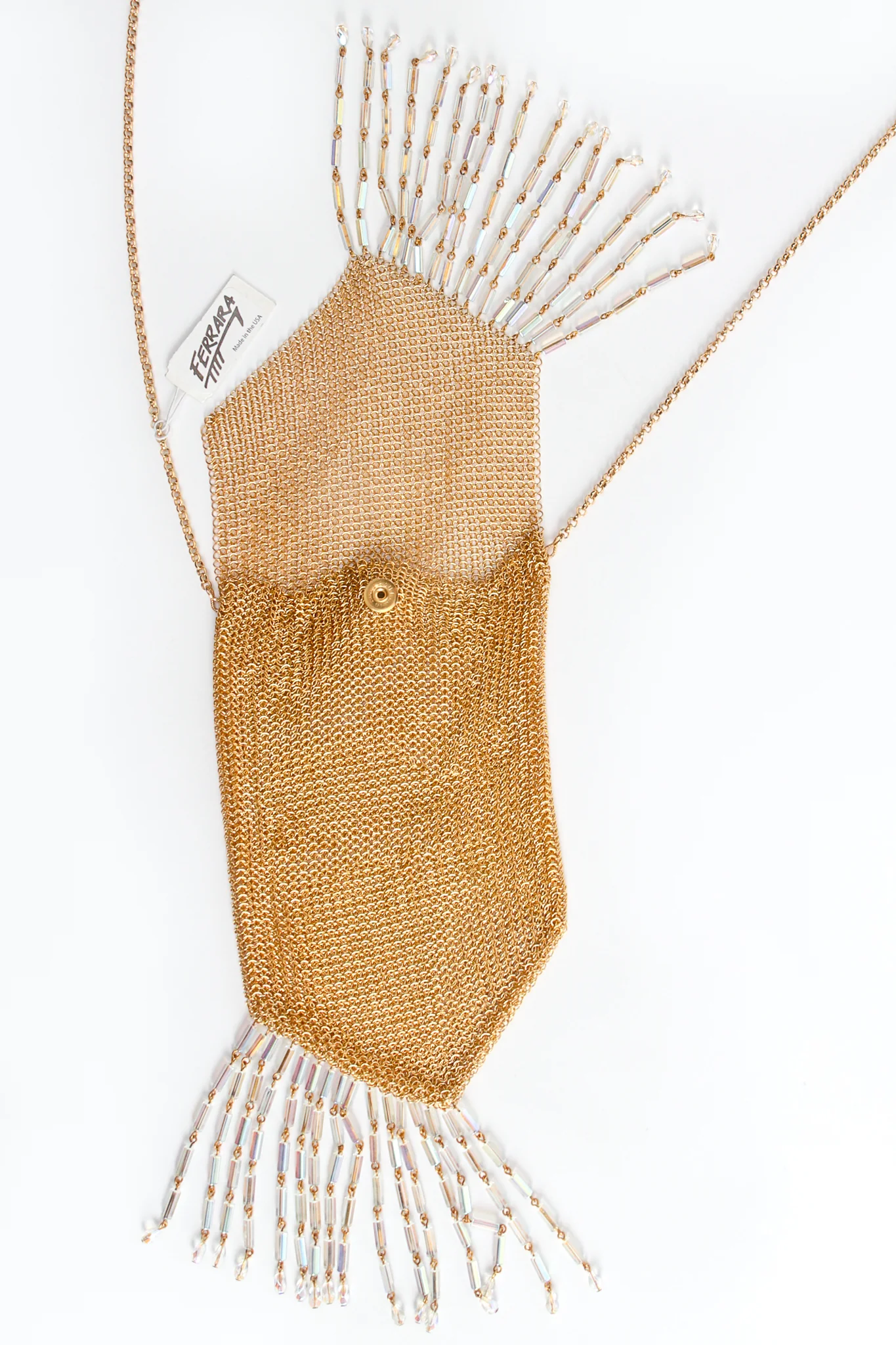 Gold Plated Asymmetrical Mesh Chain Fringe Bag - Image 4