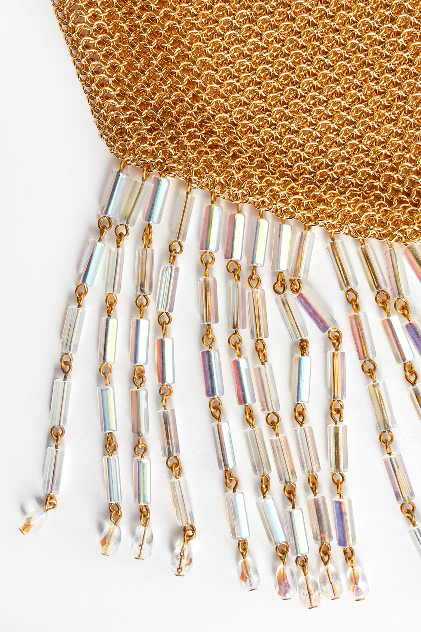 Gold Plated Asymmetrical Mesh Chain Fringe Bag - Image 5