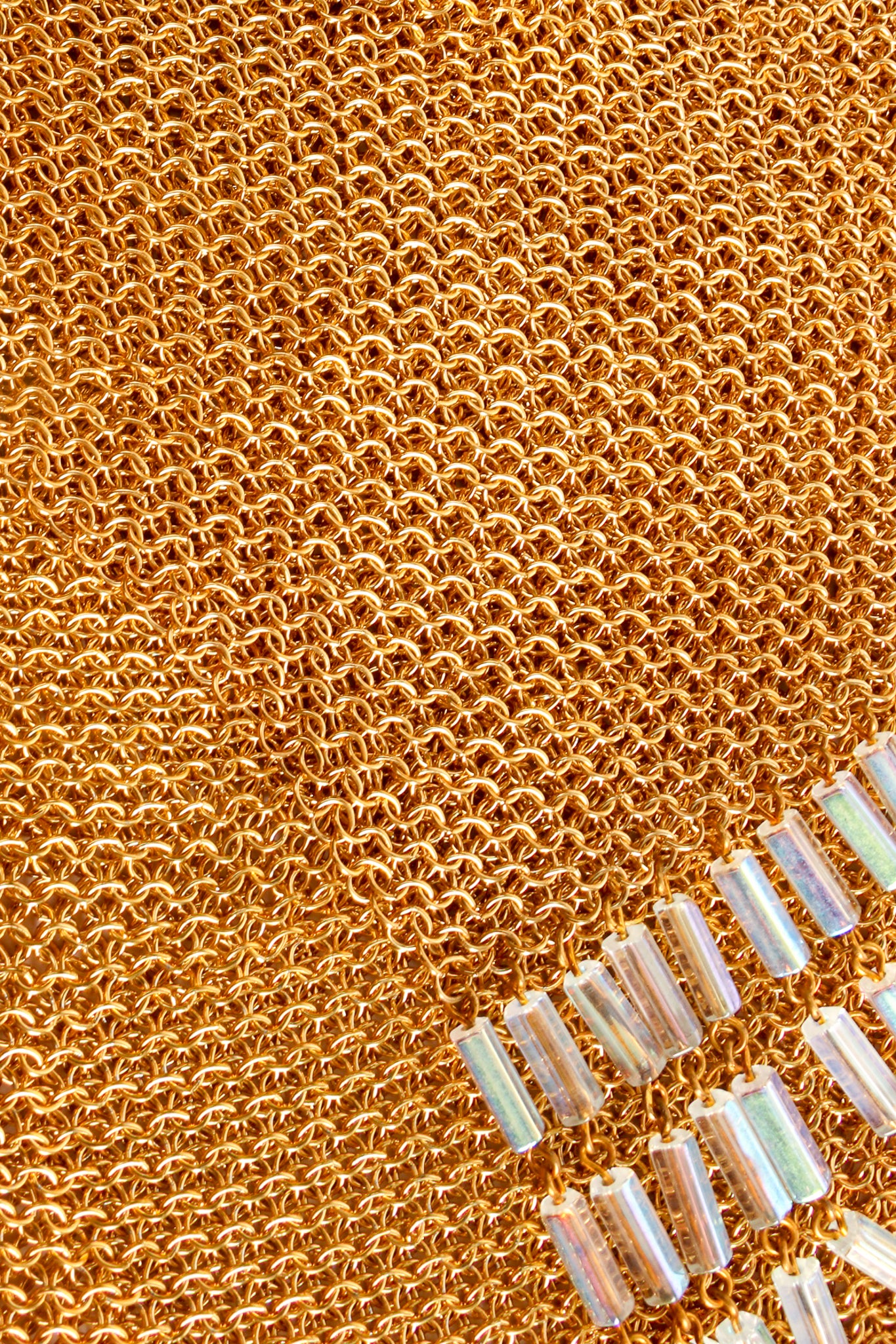 Gold Plated Asymmetrical Mesh Chain Fringe Bag - Image 8