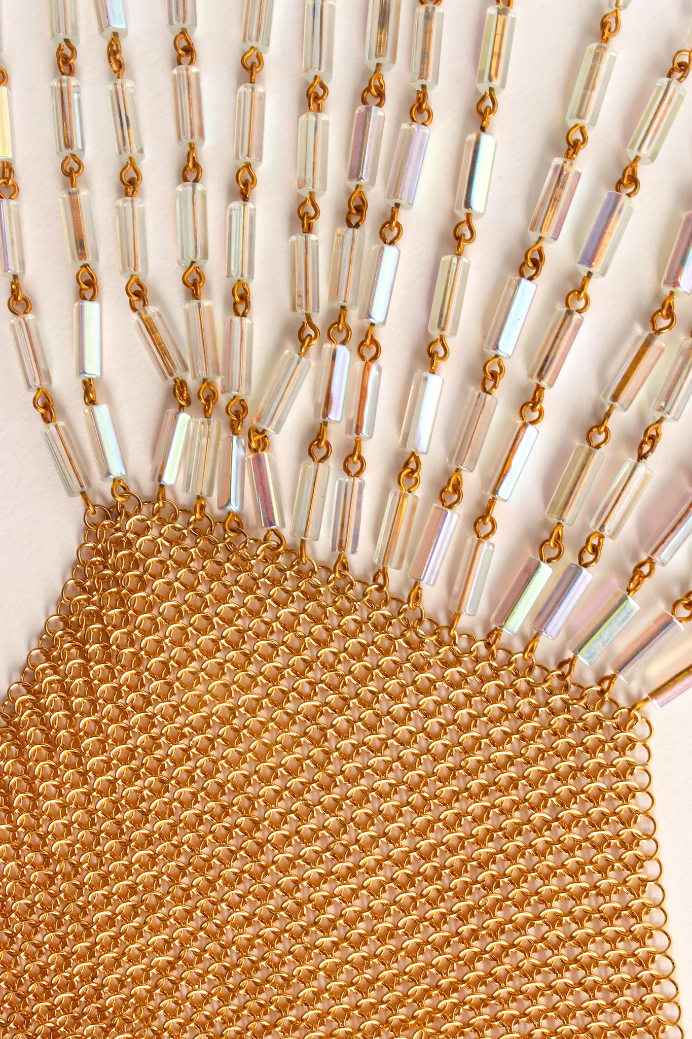 Gold Plated Asymmetrical Mesh Chain Fringe Bag - Image 9