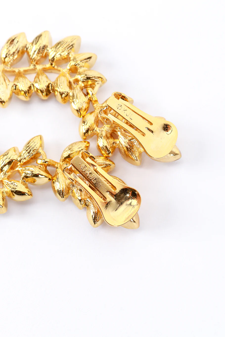 Gold Rhinestone Leaf Drop Earrings - Image 6