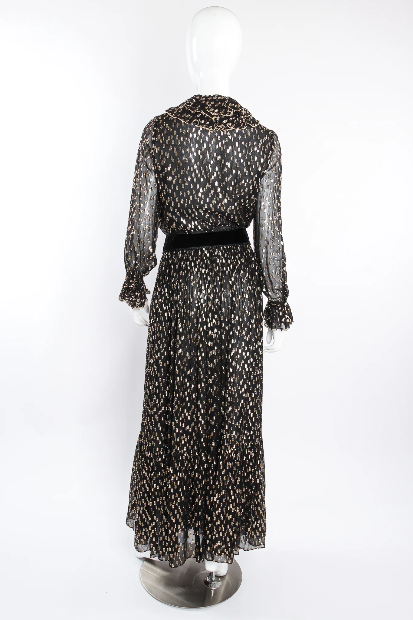 Gold Spotted Ruffle Blouse & Skirt Set - Image 5