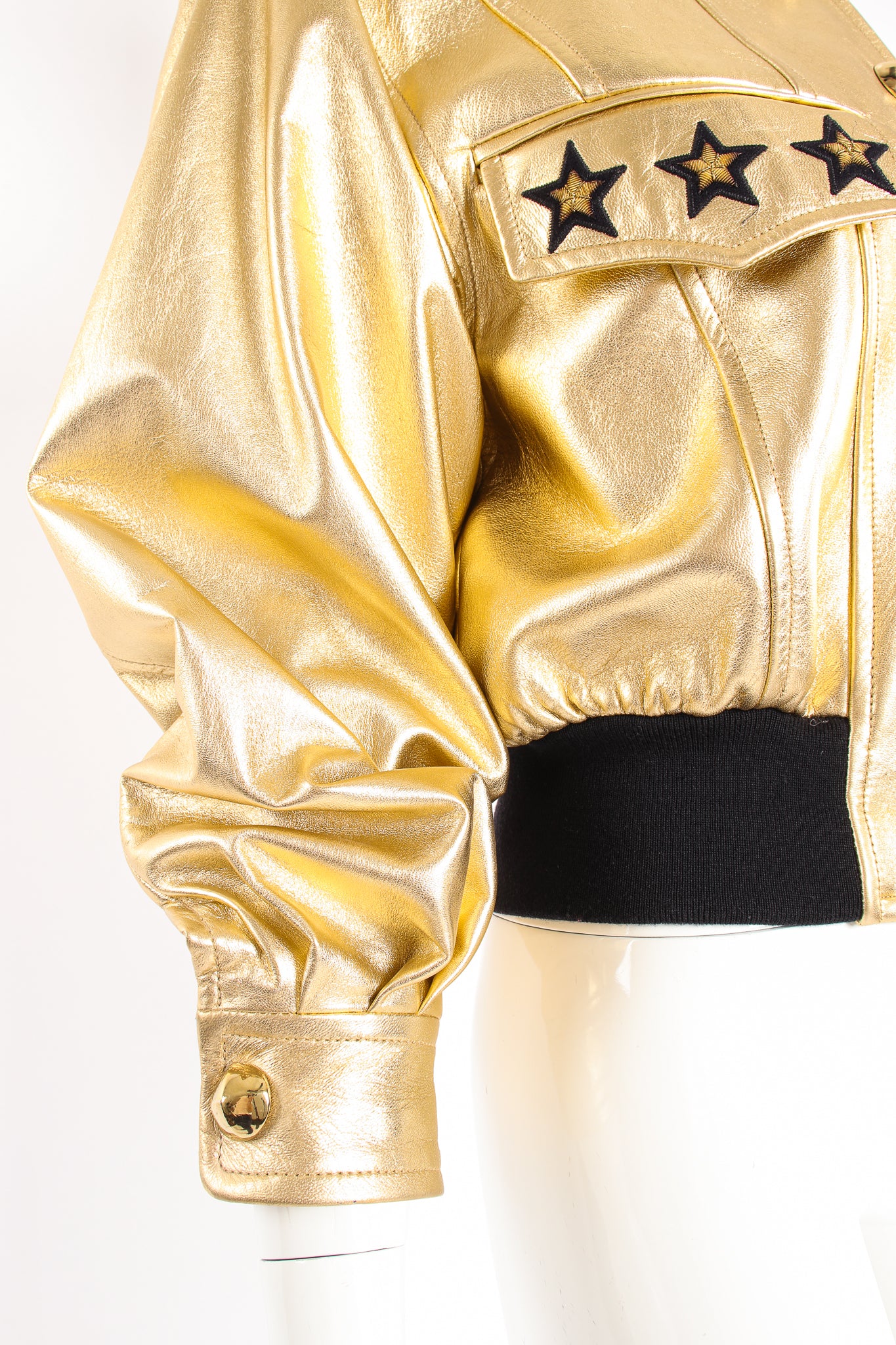 Gold Star Leather Bomber Jacket - Image 3