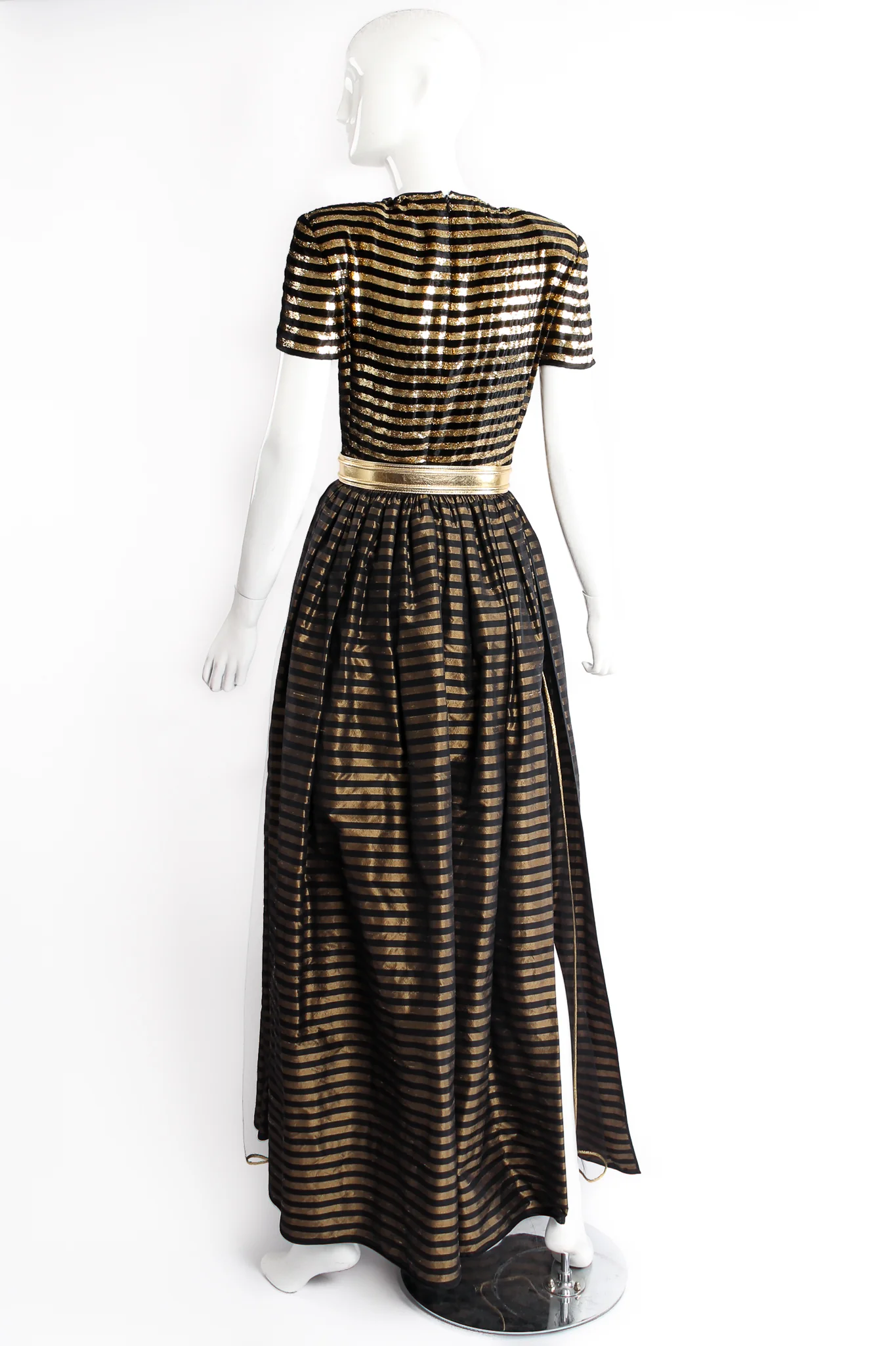 Gold Striped Panel Gown With Shorts - Image 14