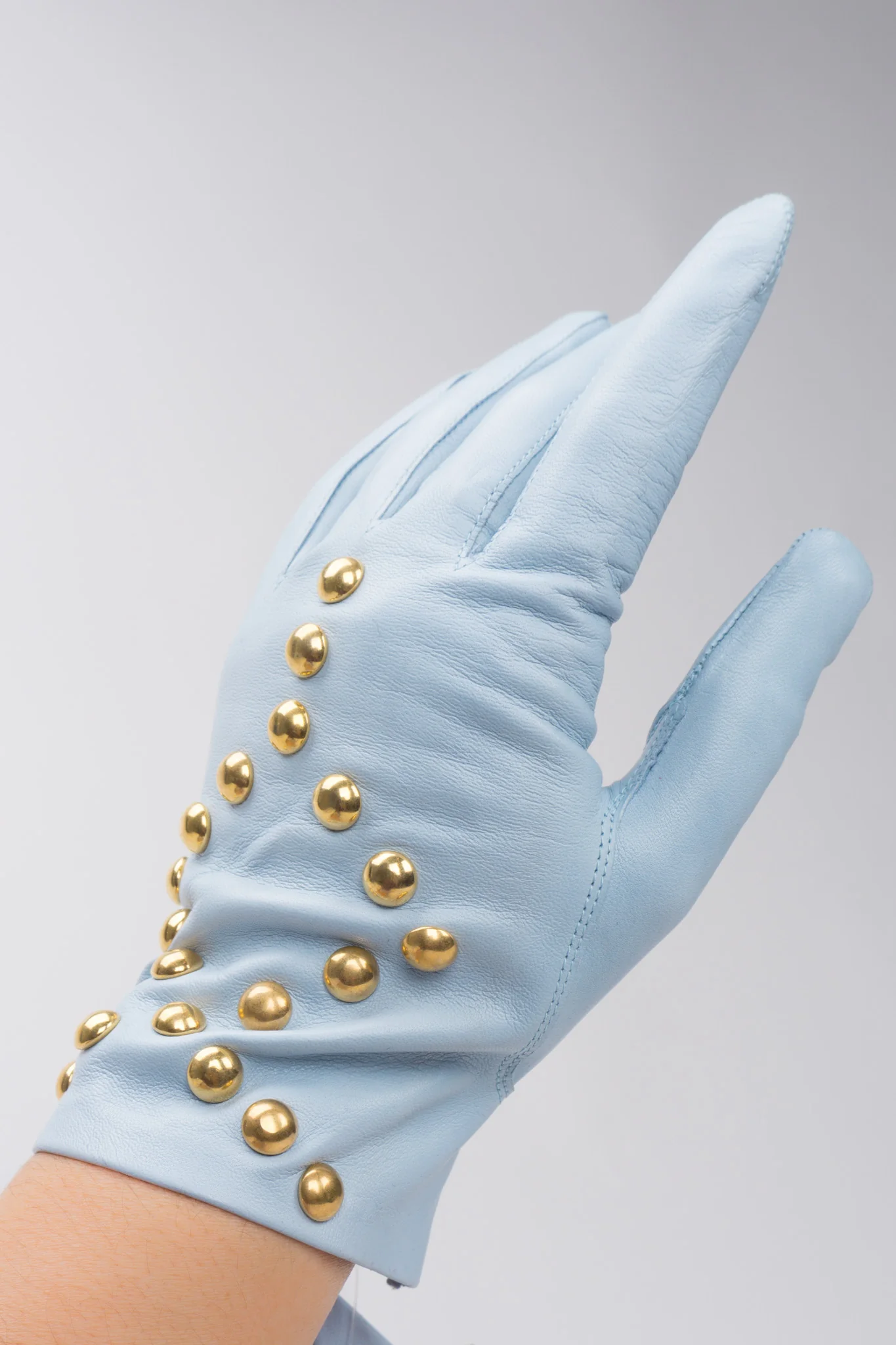Gold Stud Leather Gloves - Image 2