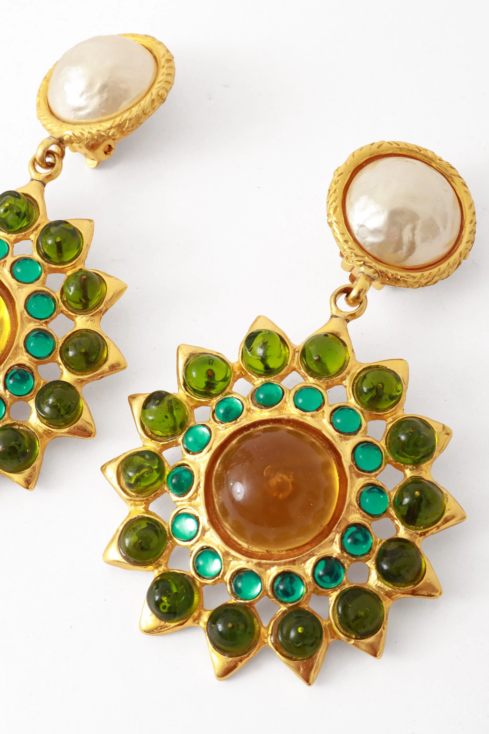 Glass Stone Sunburst Earrings - Image 3