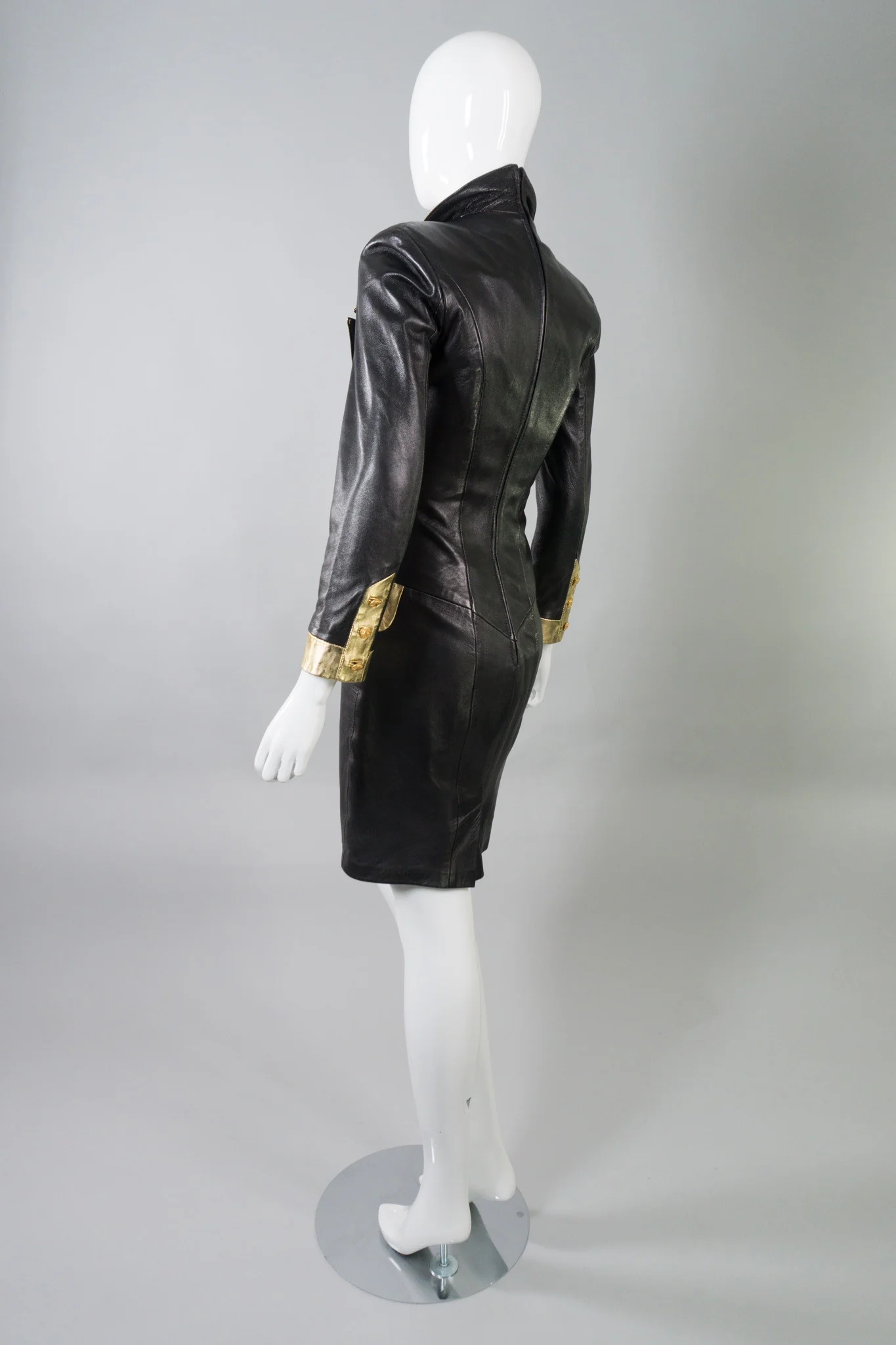 Gold Tipped Leather Dress - Image 4