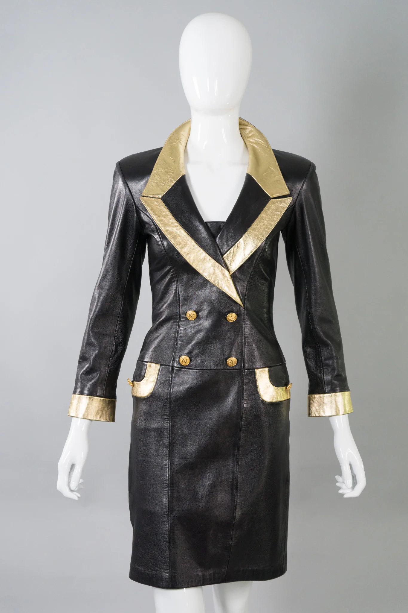 Gold Tipped Leather Dress - Image 6