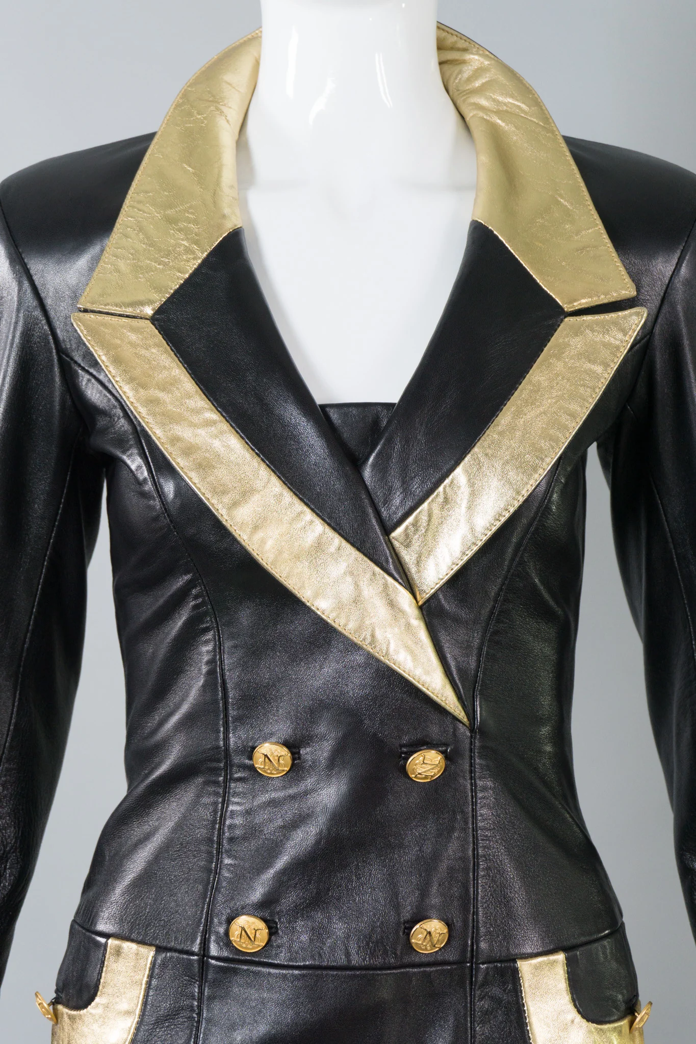 Gold Tipped Leather Dress - Image 7