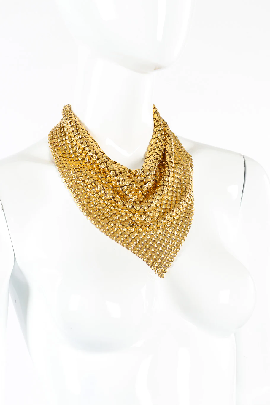 Gold Tone Mesh Bib Necklace - Image 2