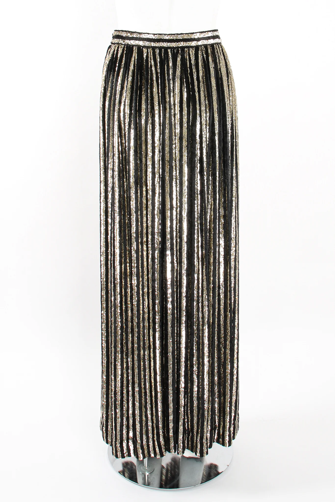 Gold Velvet Lamé Striped Skirt - Image 7