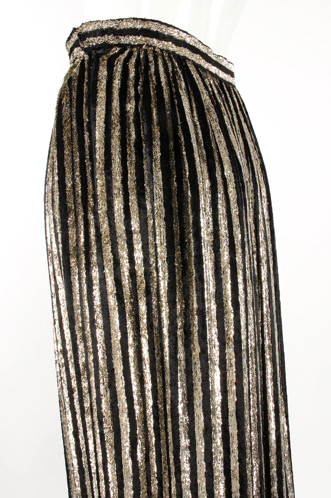Gold Velvet Lamé Striped Skirt - Image 8