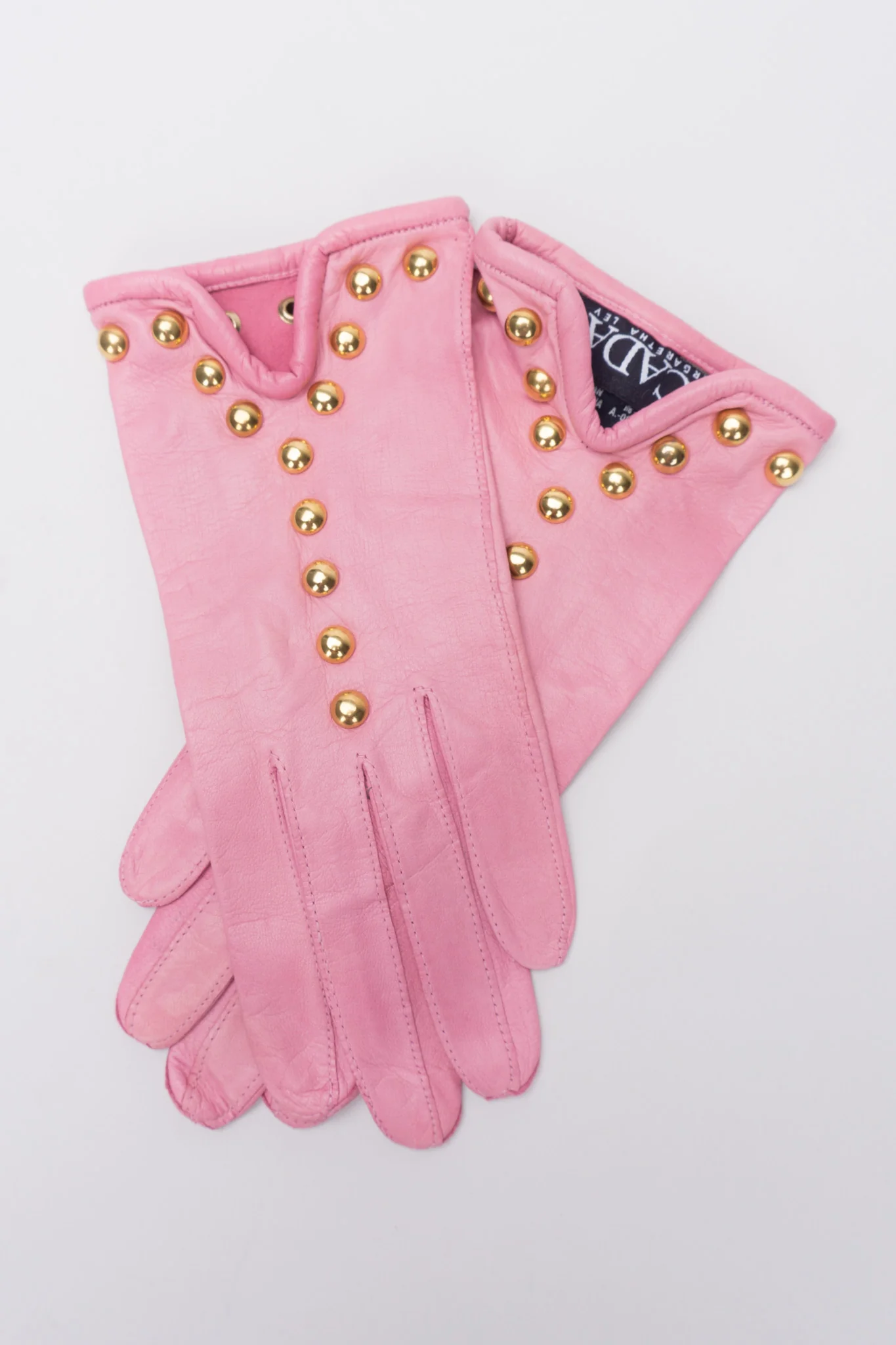 Gold Y-Stud Leather Gloves