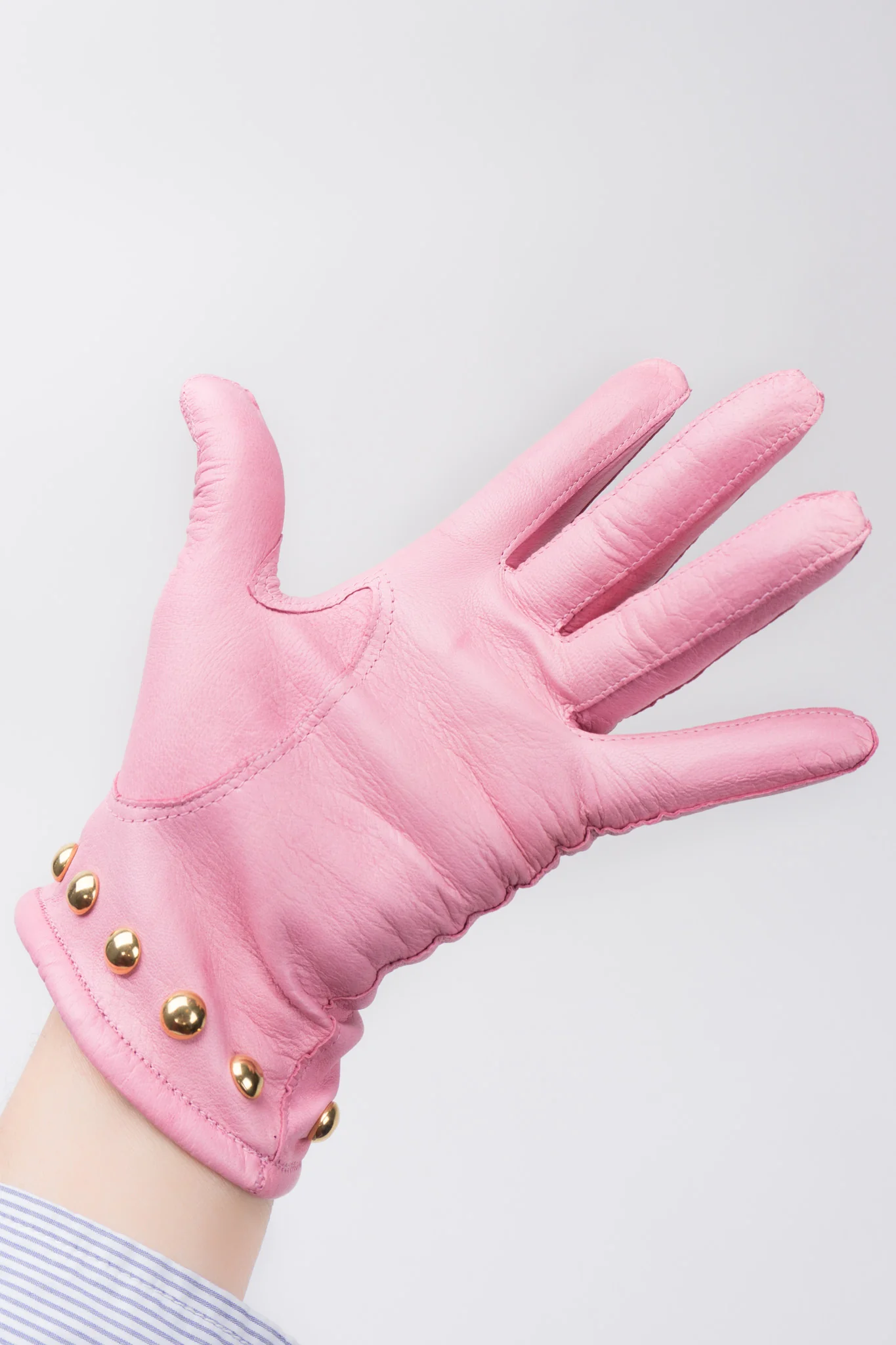 Gold Y-Stud Leather Gloves - Image 7