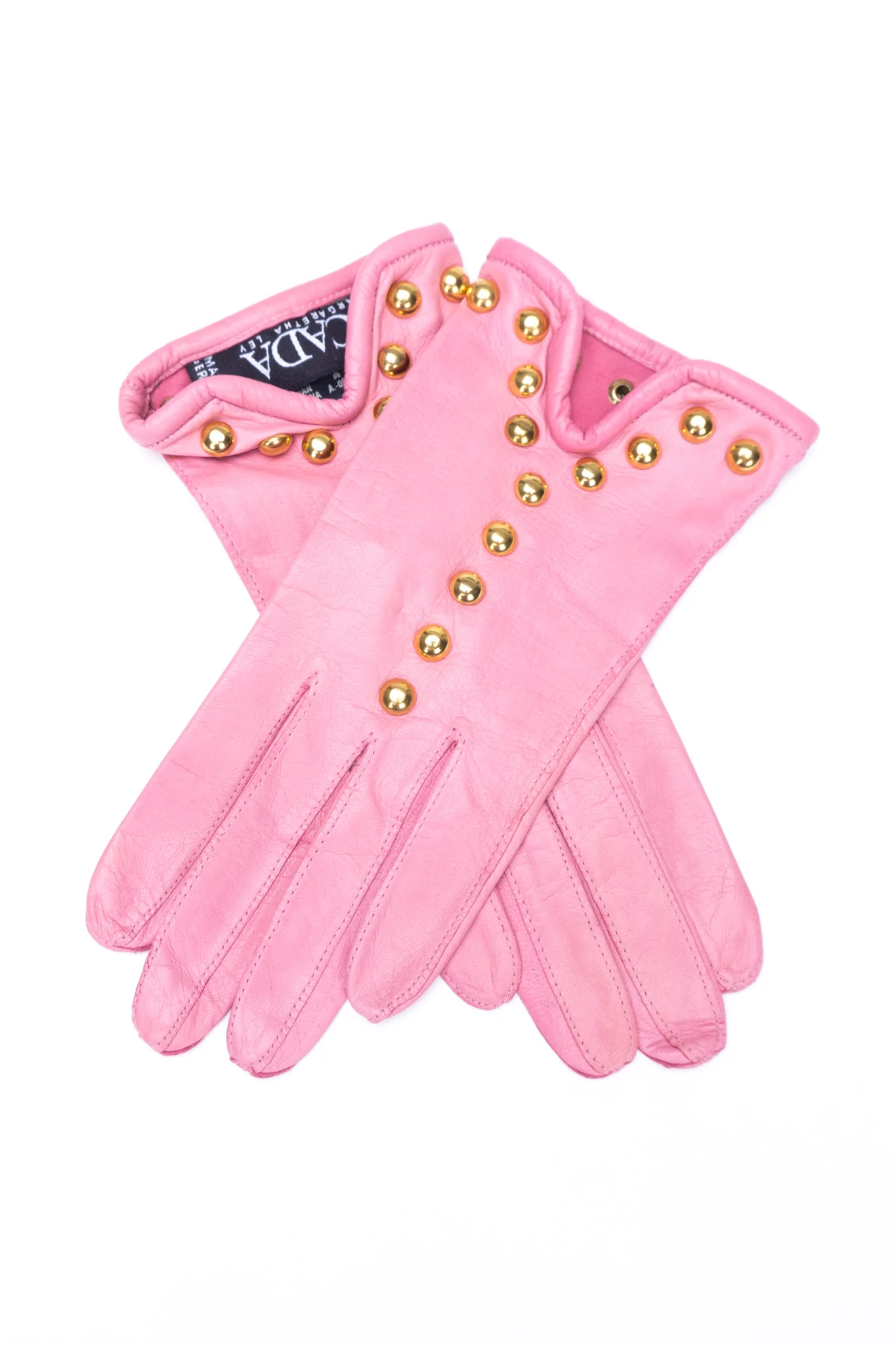 Gold Y-Stud Leather Gloves - Image 8