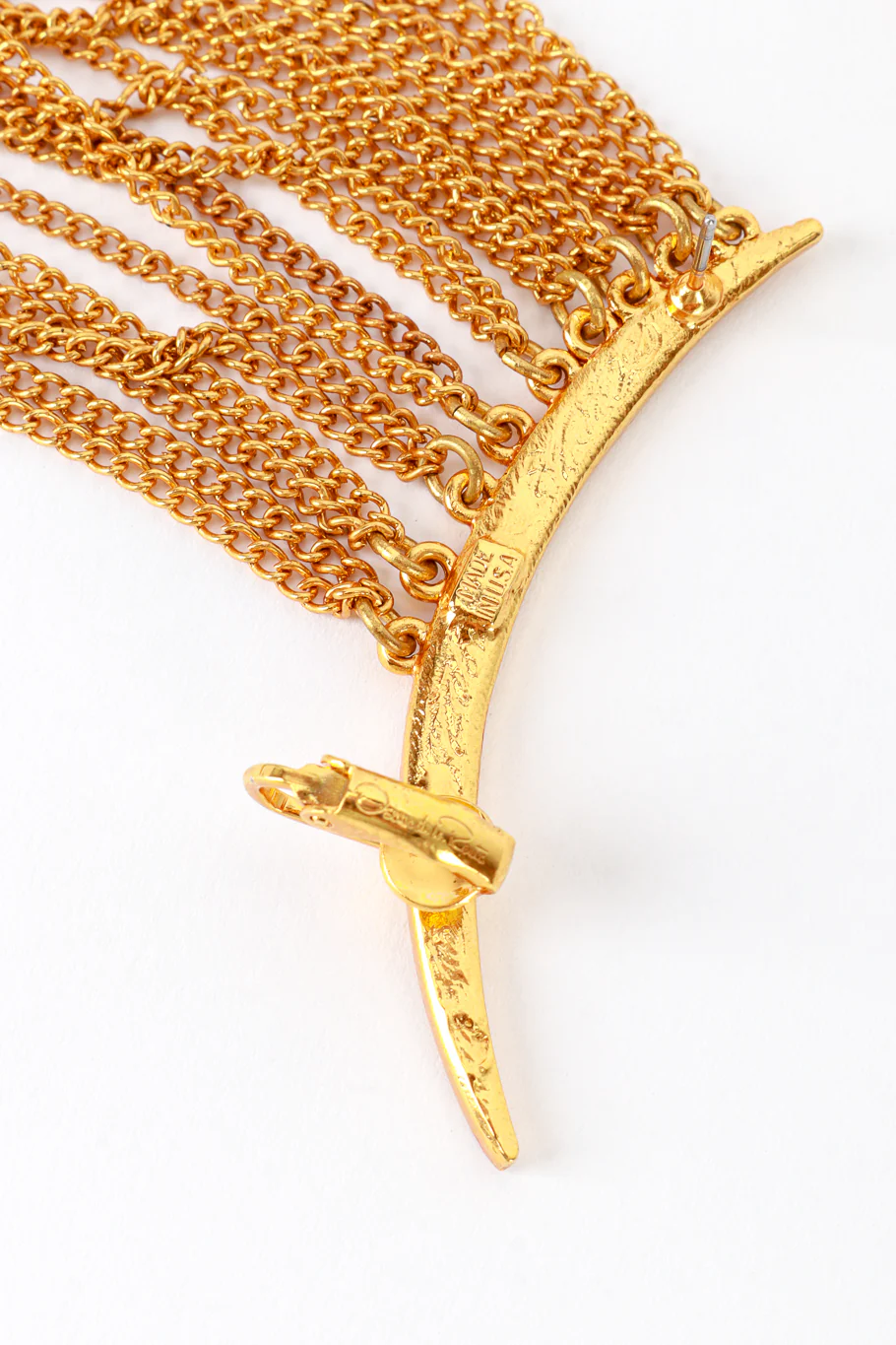 Golden Crescent Moon & Falling Fringe Crawler Earrings - Image 6