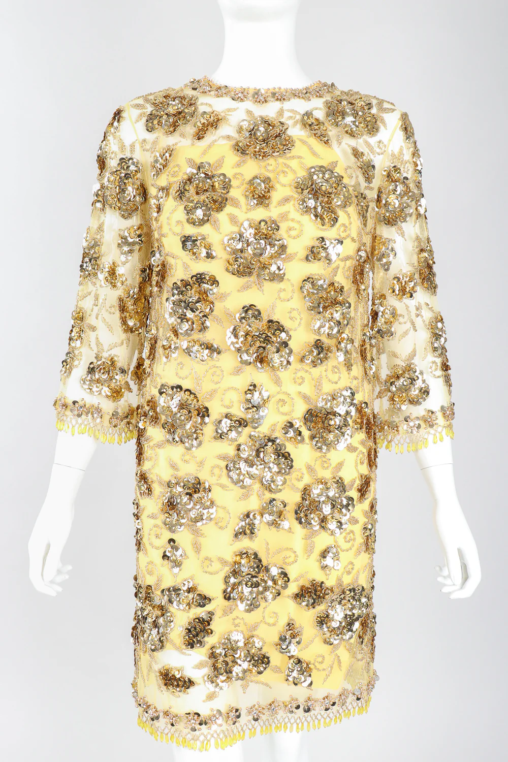 Golden Embellished Shift Dress - Image 2