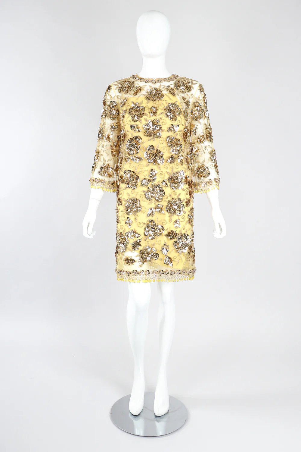 Golden Embellished Shift Dress - Image 4